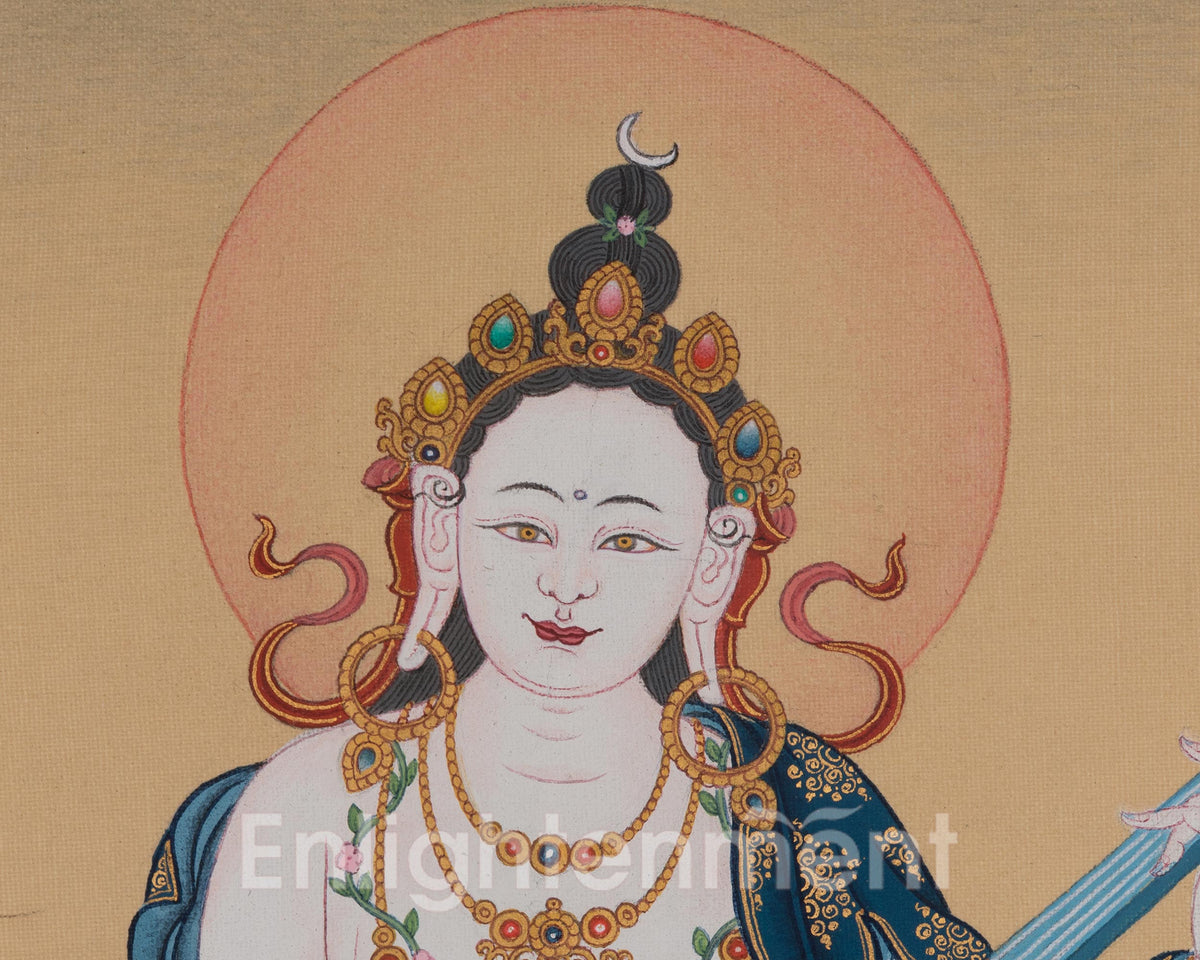 Saraswati Divine Art | Wisdom Deity | Traditional Spiritual Artwork