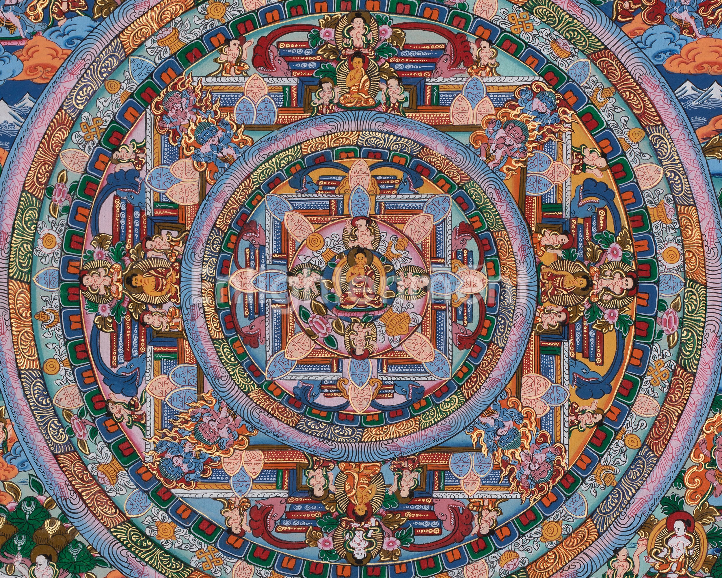 Vairocana Buddha Mandala Thangka | For Tantric Meditation & Awakening