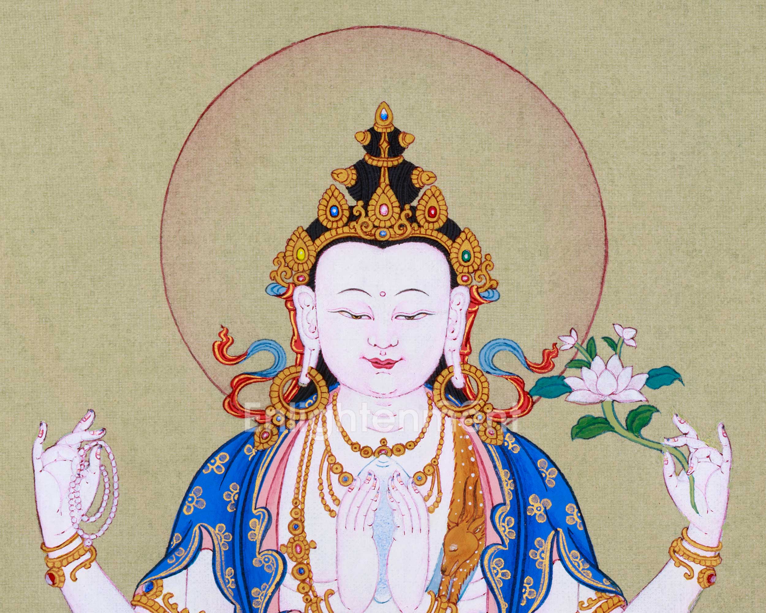 Small 13inched Thangka of Chenresig