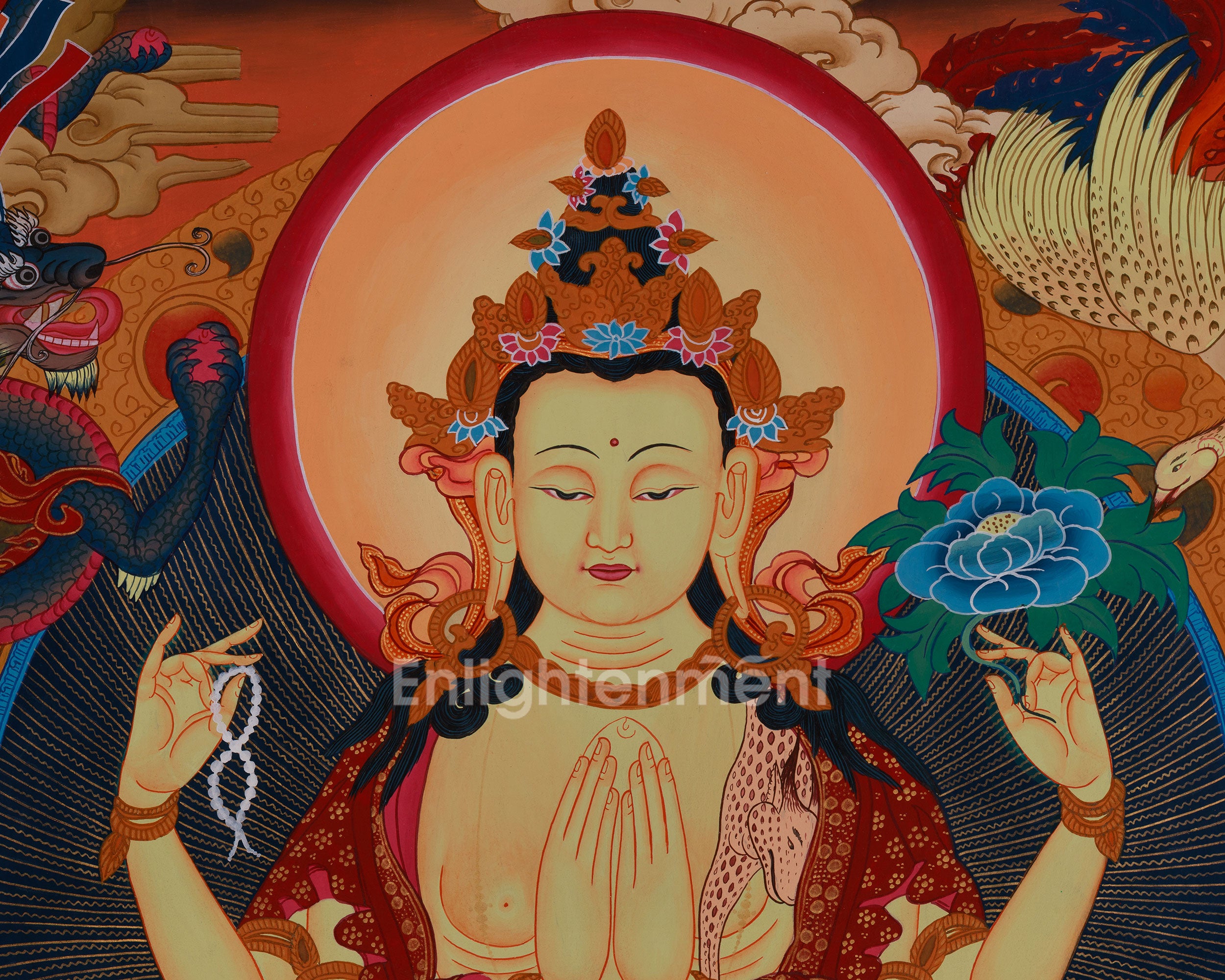Himalayan Art Of Chenrezig | Tibetan Avalokiteshvara Thangka | Spiritual Altar