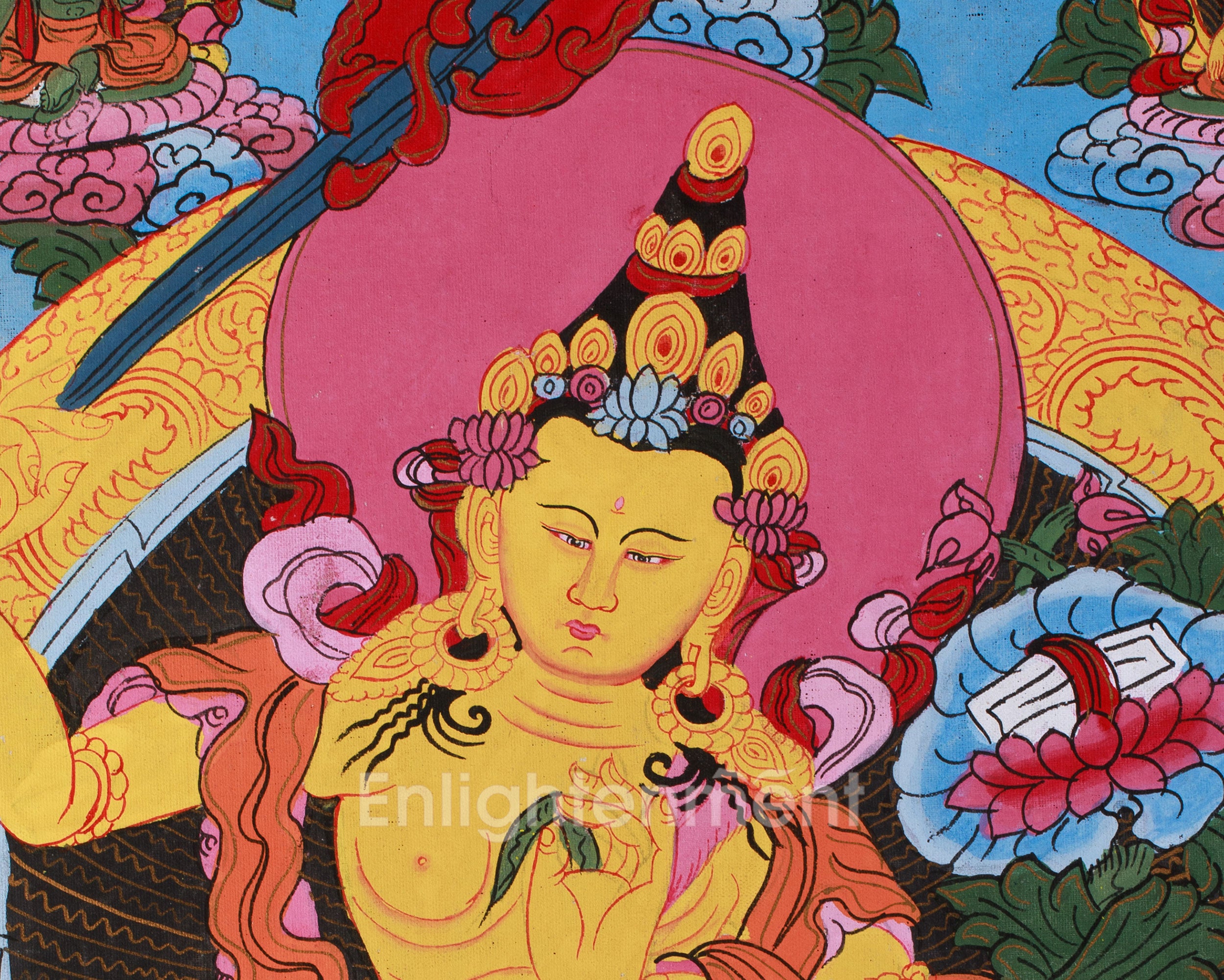 Vintage Bodhisattva Manjushri Artwork | Buddhist Deity of Knowledge