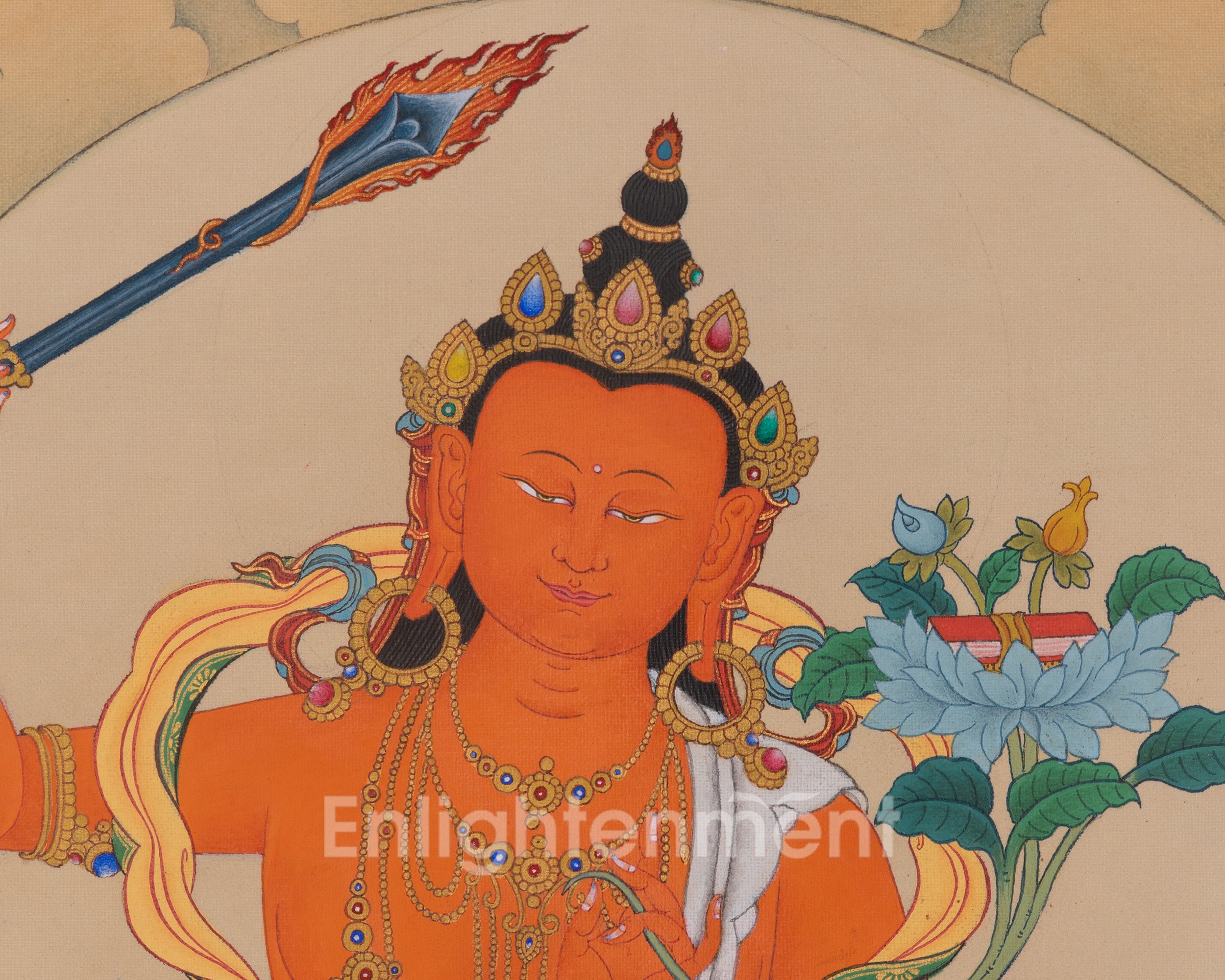 Bodhisattva of Wisdom Deity Manjushri Thangka | Vajrayana Buddhism | Manjughosa Art