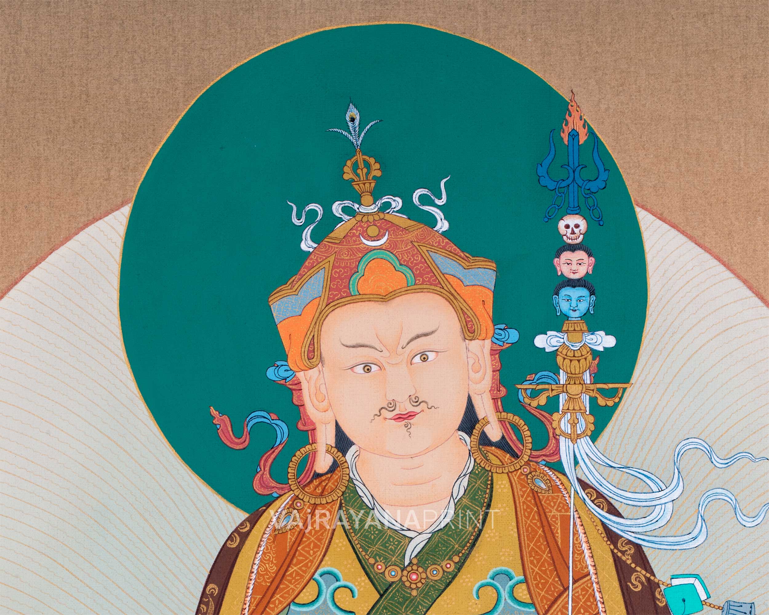 Traditional Padmasambhava Thangka Print | Guru Rinpoche, The Lotus Born Master