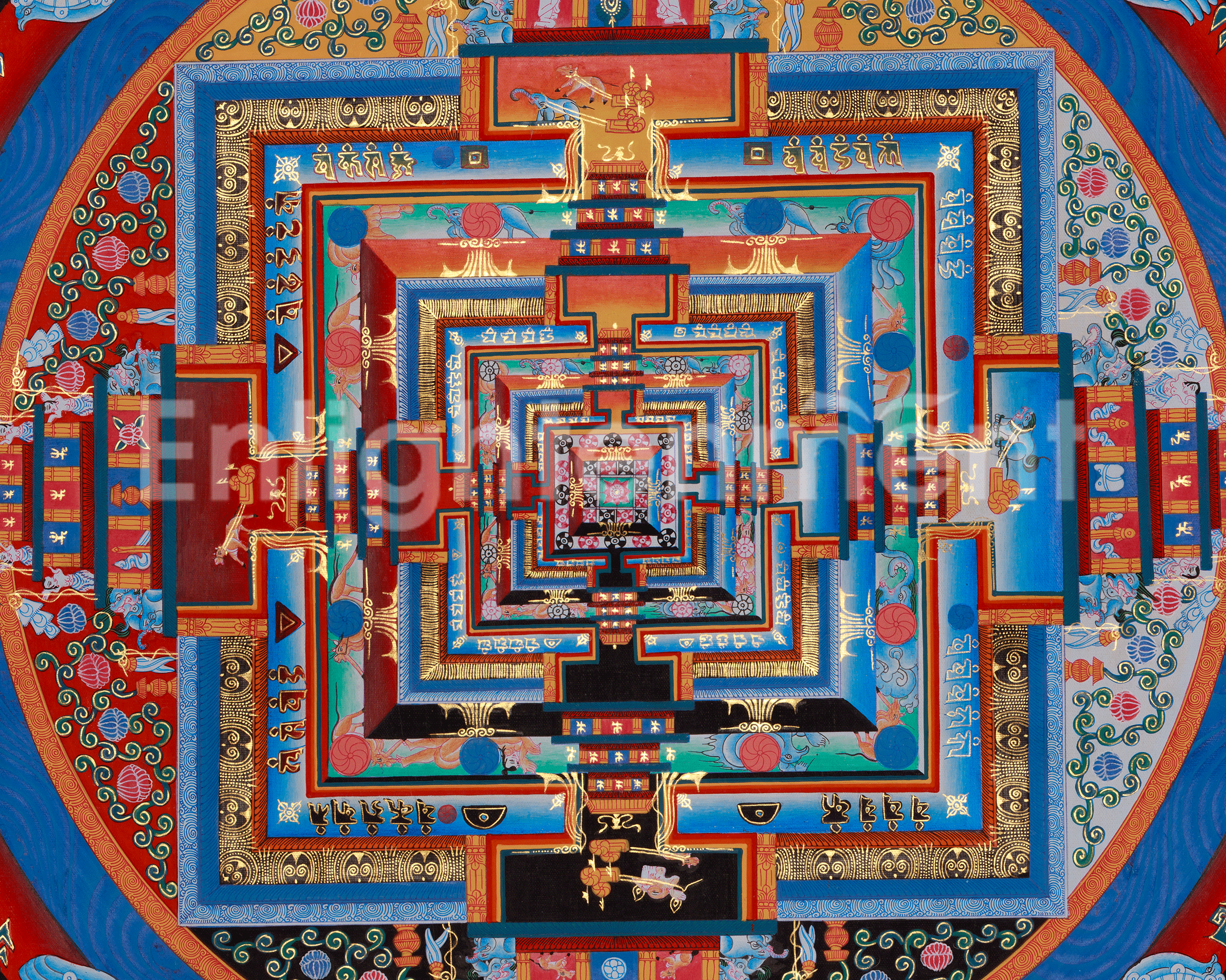 Spiritual Kalachakra Mandala Thangka | Himalayan Buddhist Mandala Painting