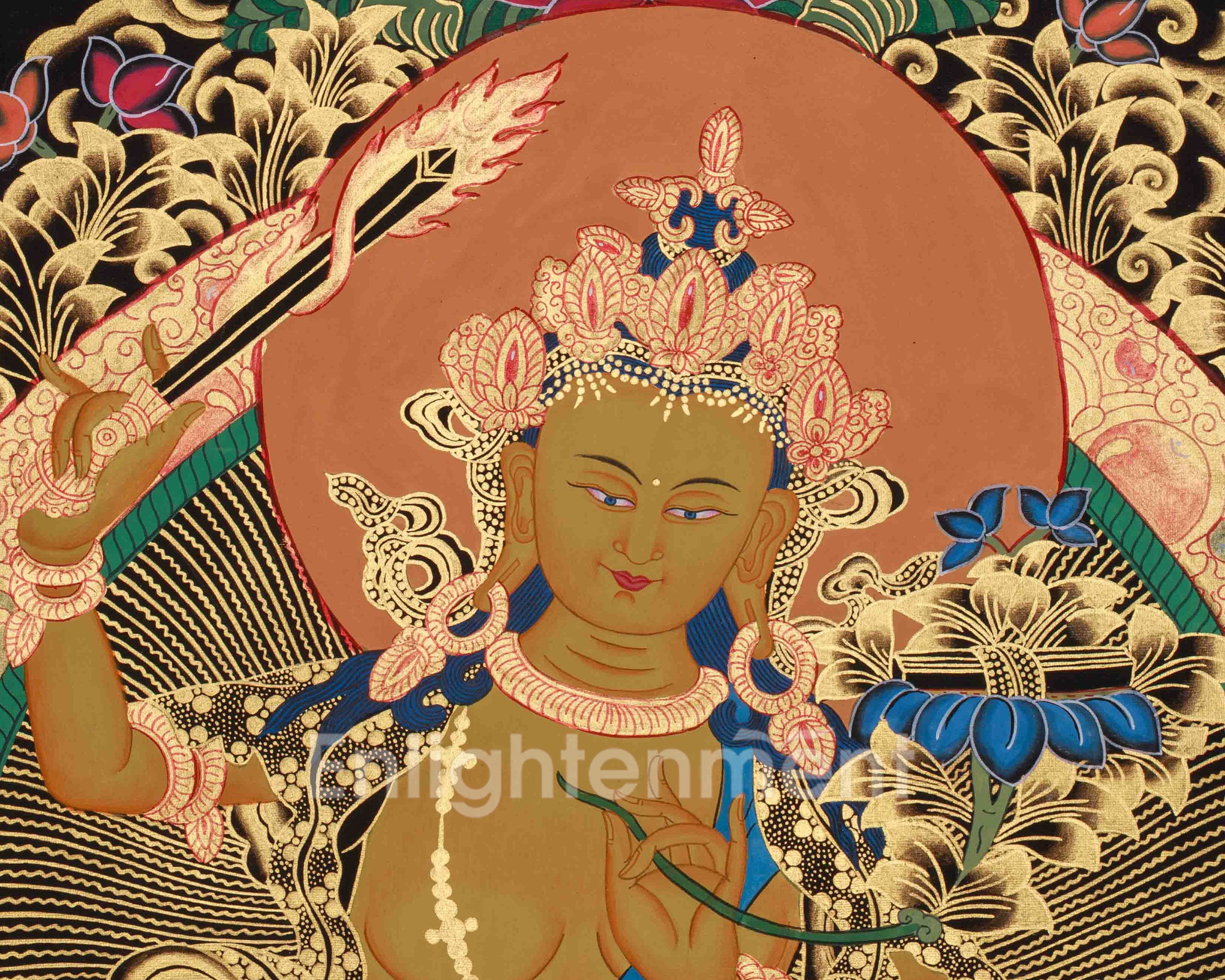 Manjushri Bodhisattva of Wisdom Art | Traditional Artwork