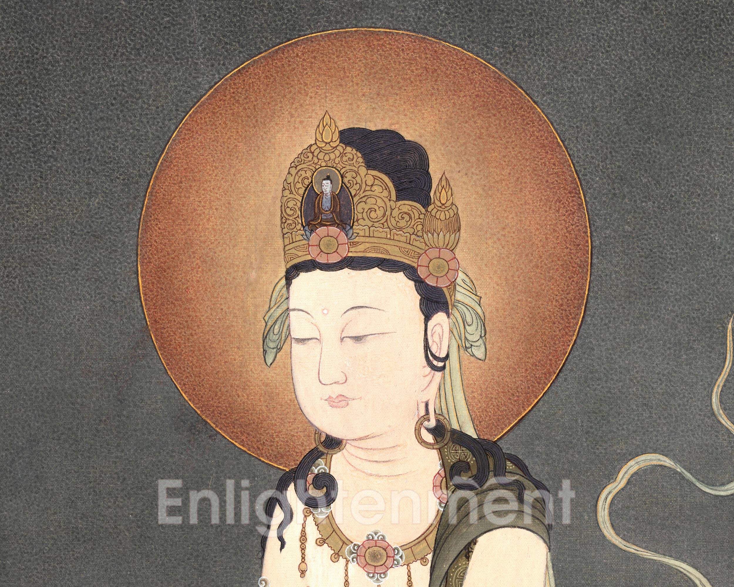 Bodhisattva Art in Japanese Style | Japanese Bodhisattva Thangka | Traditional Hand Painted Artwork