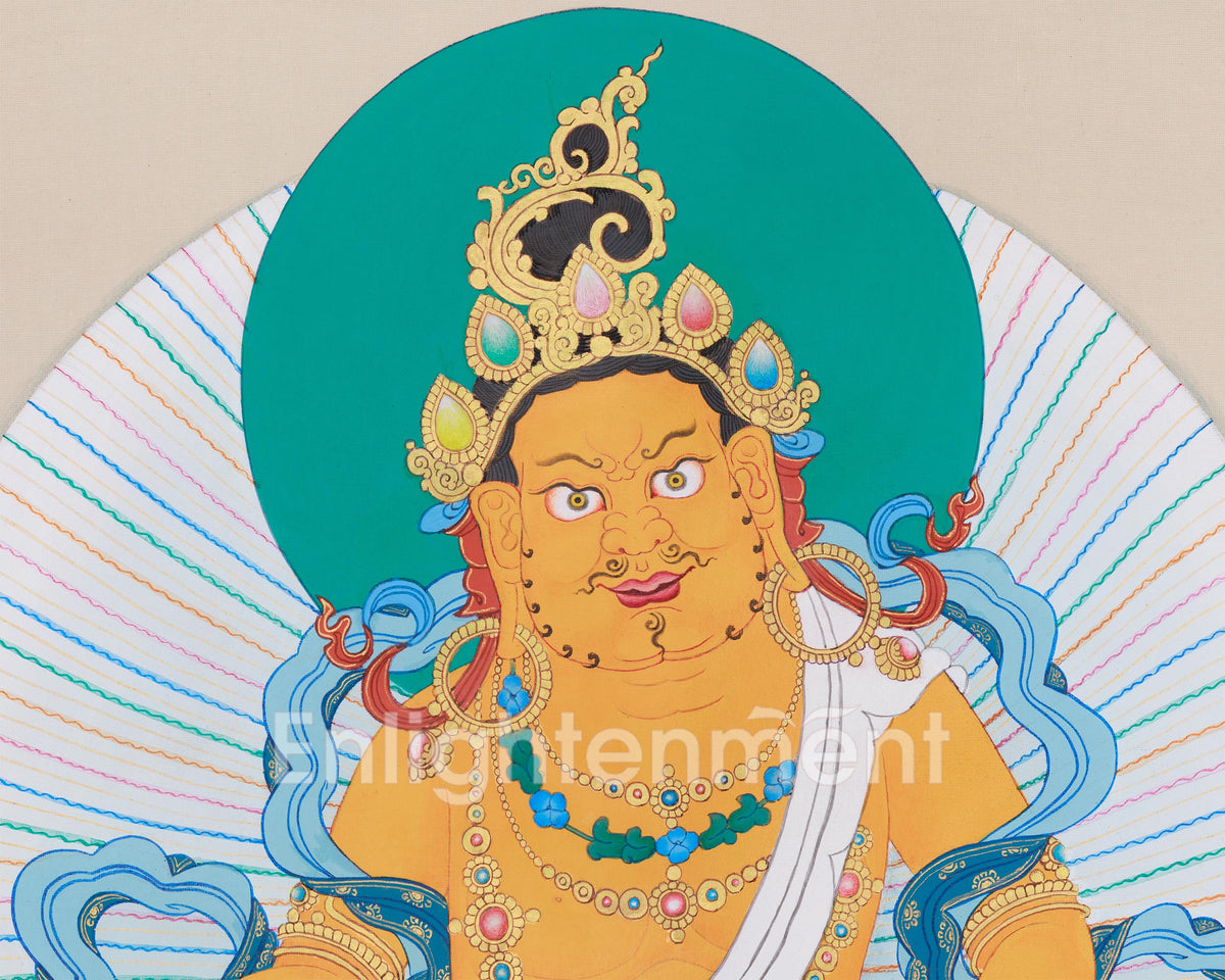Hand-Painted Tibetan Wealth Deity, Dzambhala | Protector of Prosperity and Abundance