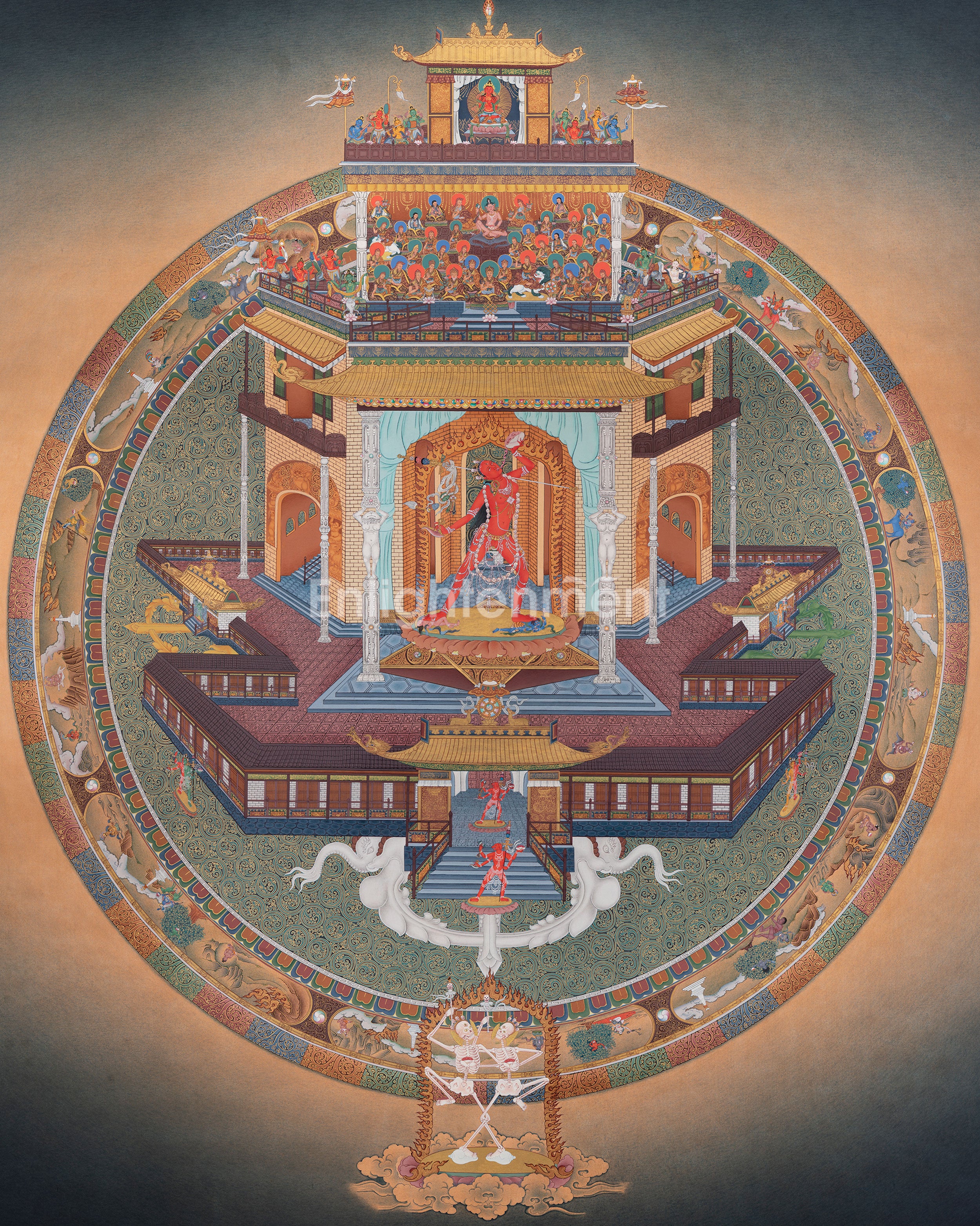 Nāro Khechari Vajrayoginī Maṇḍala Palace Thangka | Available for Commission