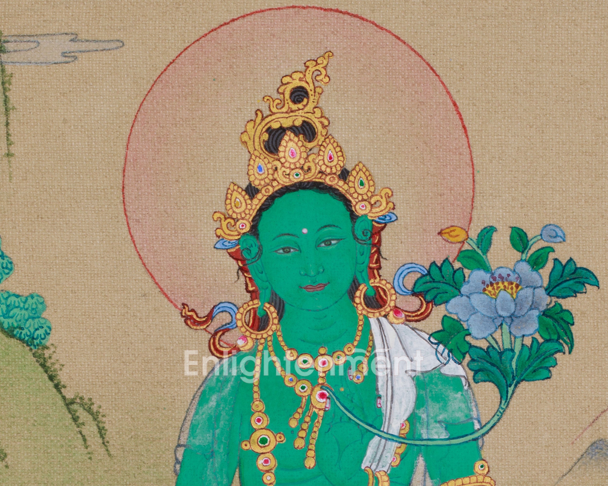 Bodhisattva Green Tara Painting | Compassionate Goddess of Healing and Protection