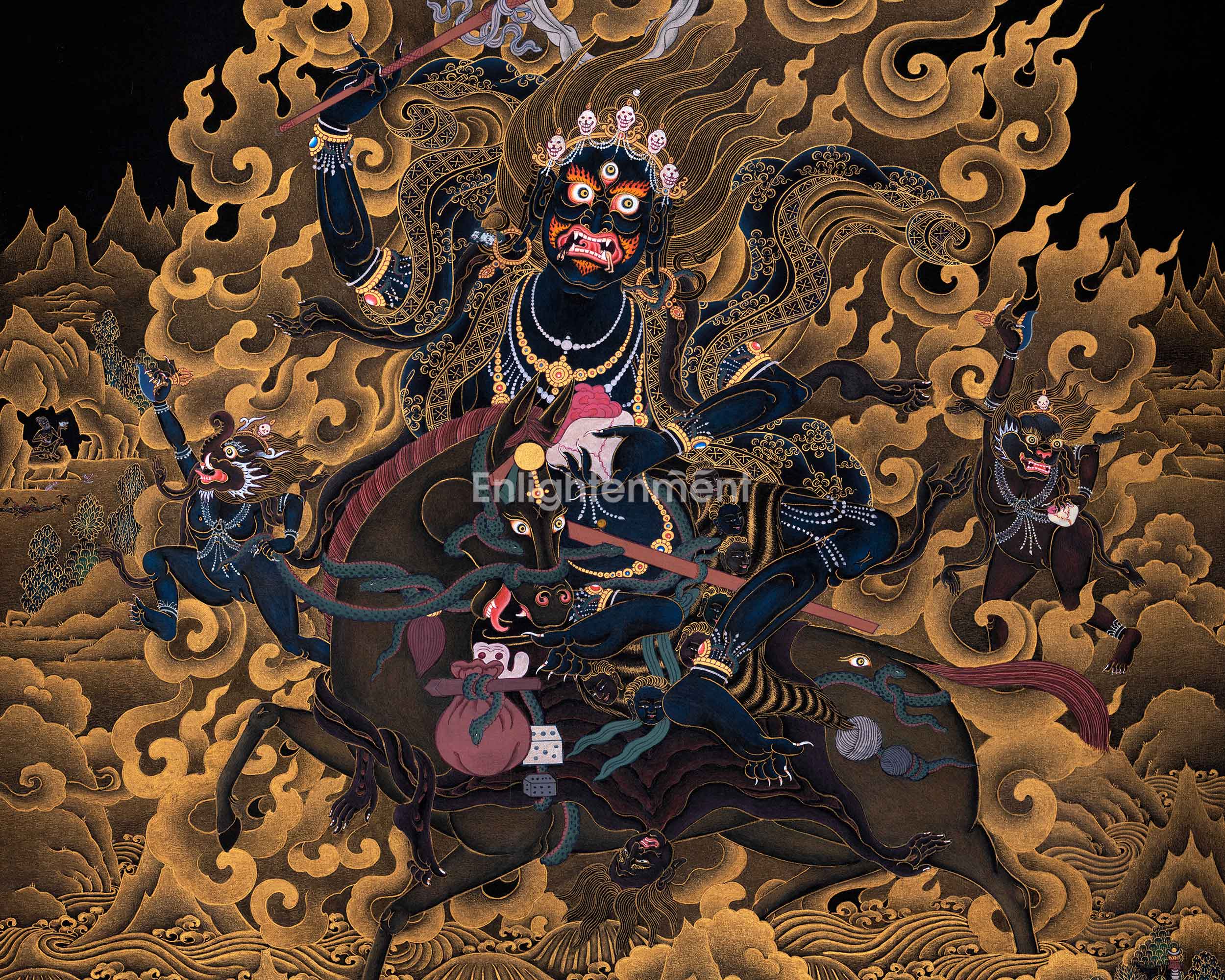 Palden Lhamo Kali Thangka Painting For Mindfulness | Sacred Mahakali Art for Daily Practice