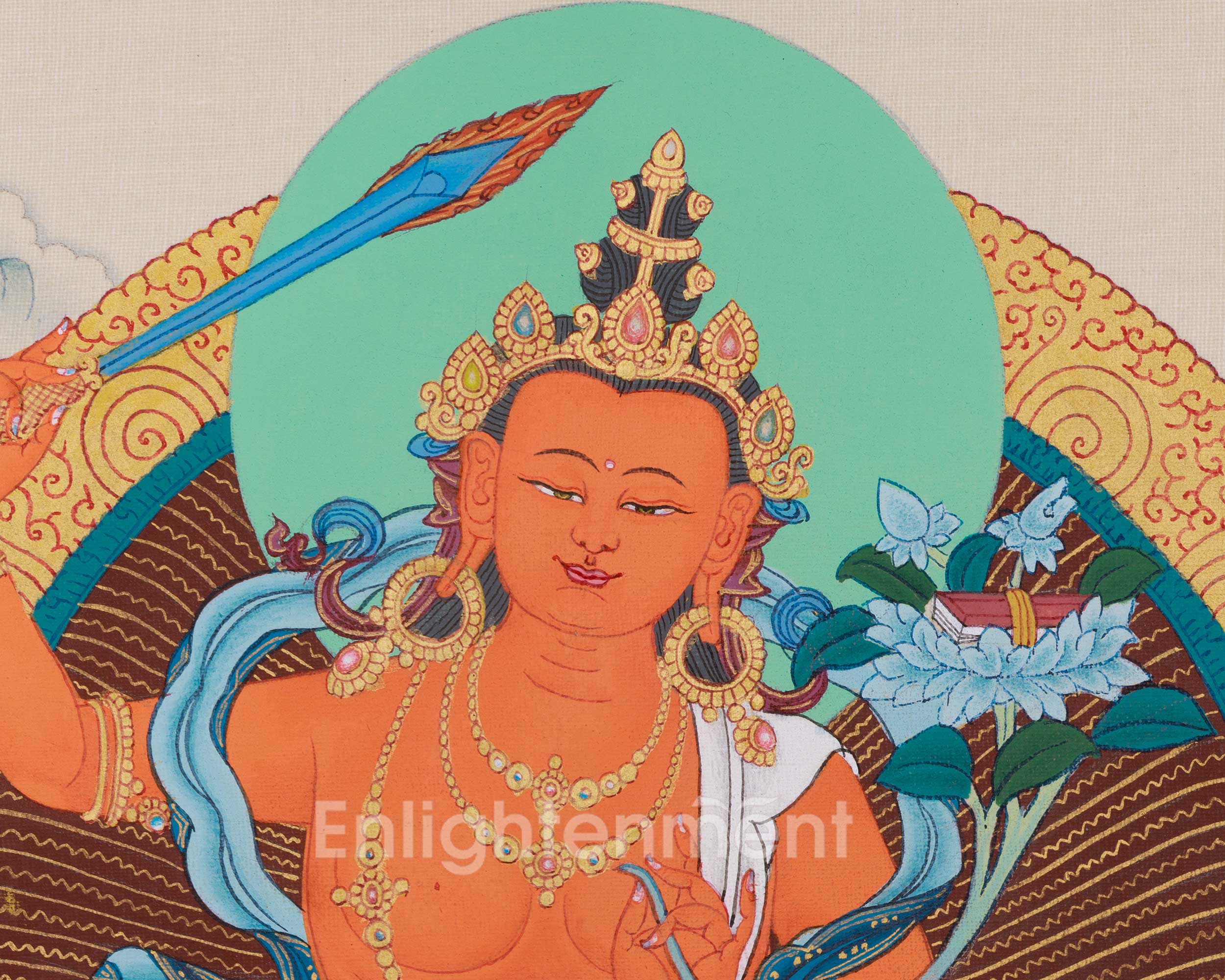 Manjushri Wisdom Deity Thangka | A Sacred Thangka of Knowledge and Enlightenment