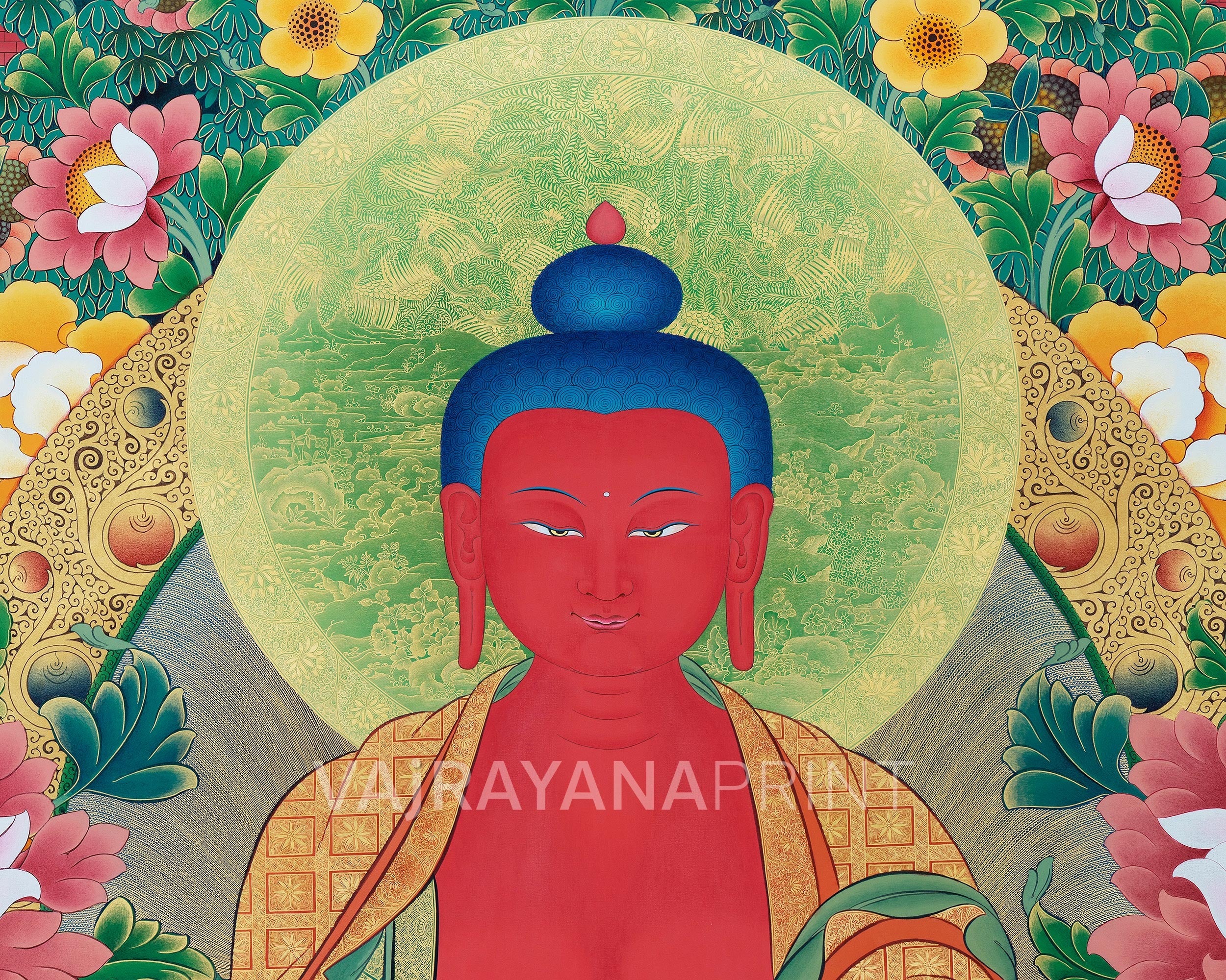 Buddha Amitabha Pureland Thangka, High Quality Giclee Canvas Print, Digital Print