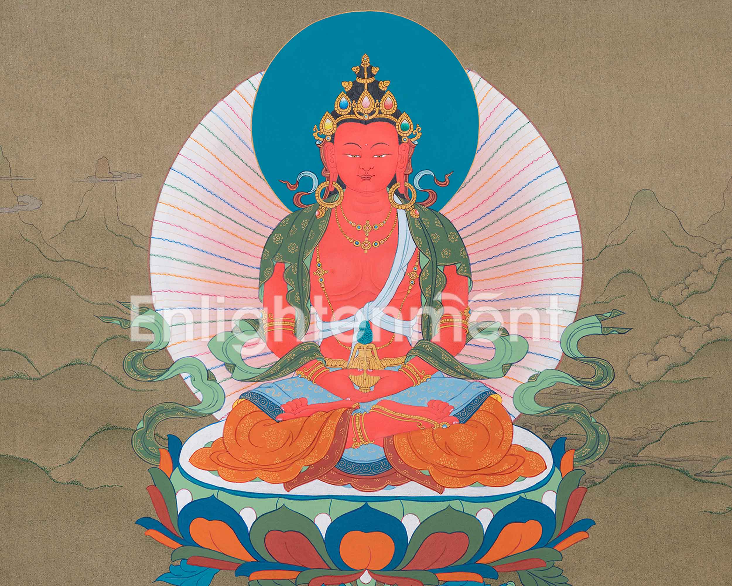Amitayus Thangka with White Tara And Namgyalma | Buddha of Infinite Life