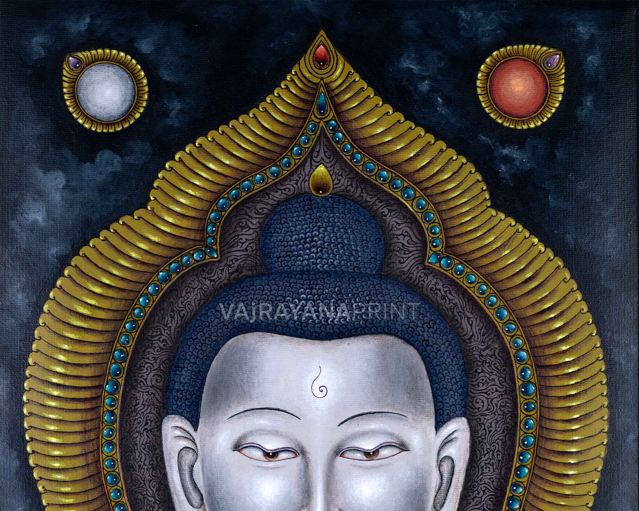 Newari Paubha Giccle Print To Practice Vairocana Buddha Mantra | One Of Five Dhyani Buddha