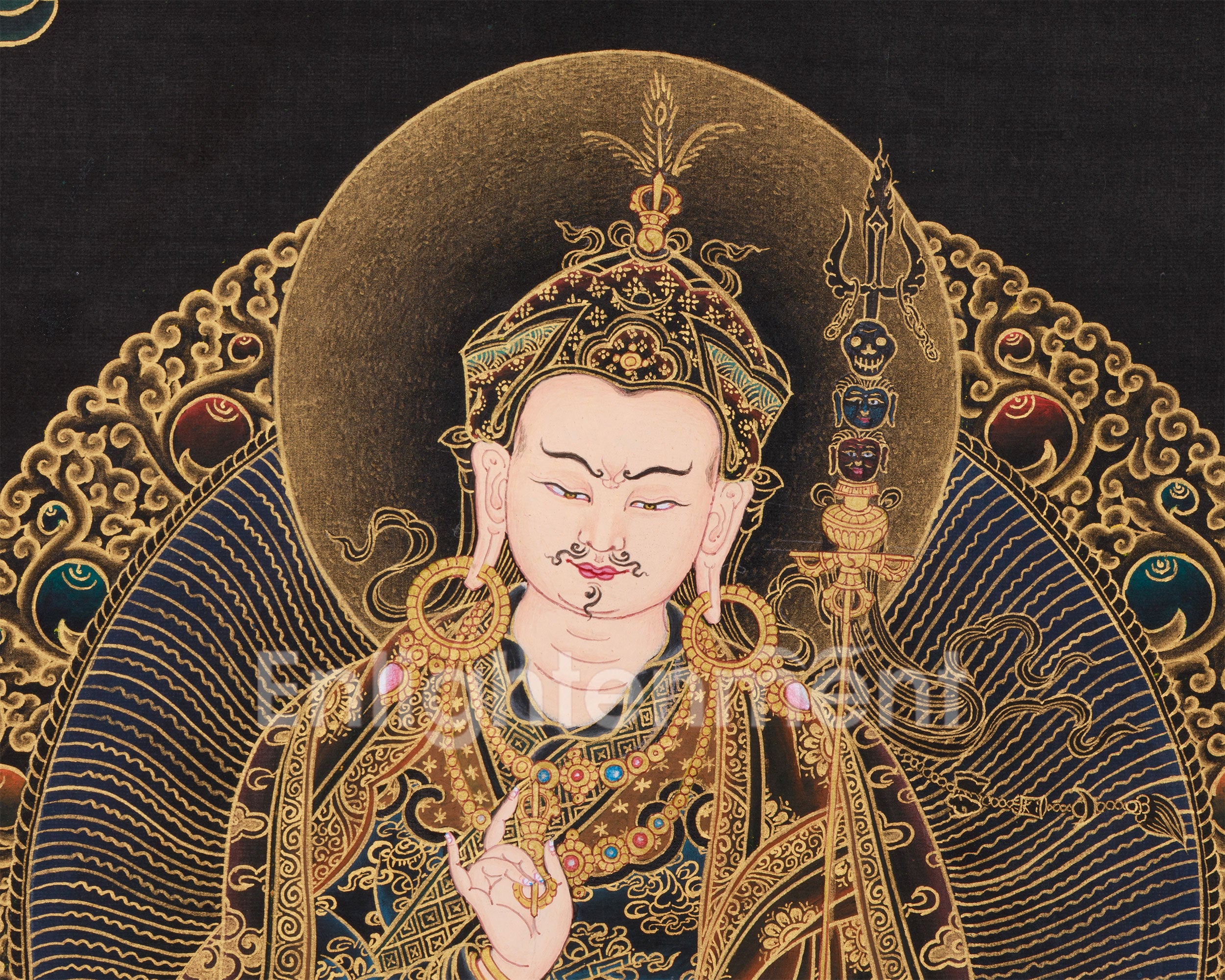 Peaceful Padmasambhava Painting | Embodying Wisdom and Serenity in Nakthang Style