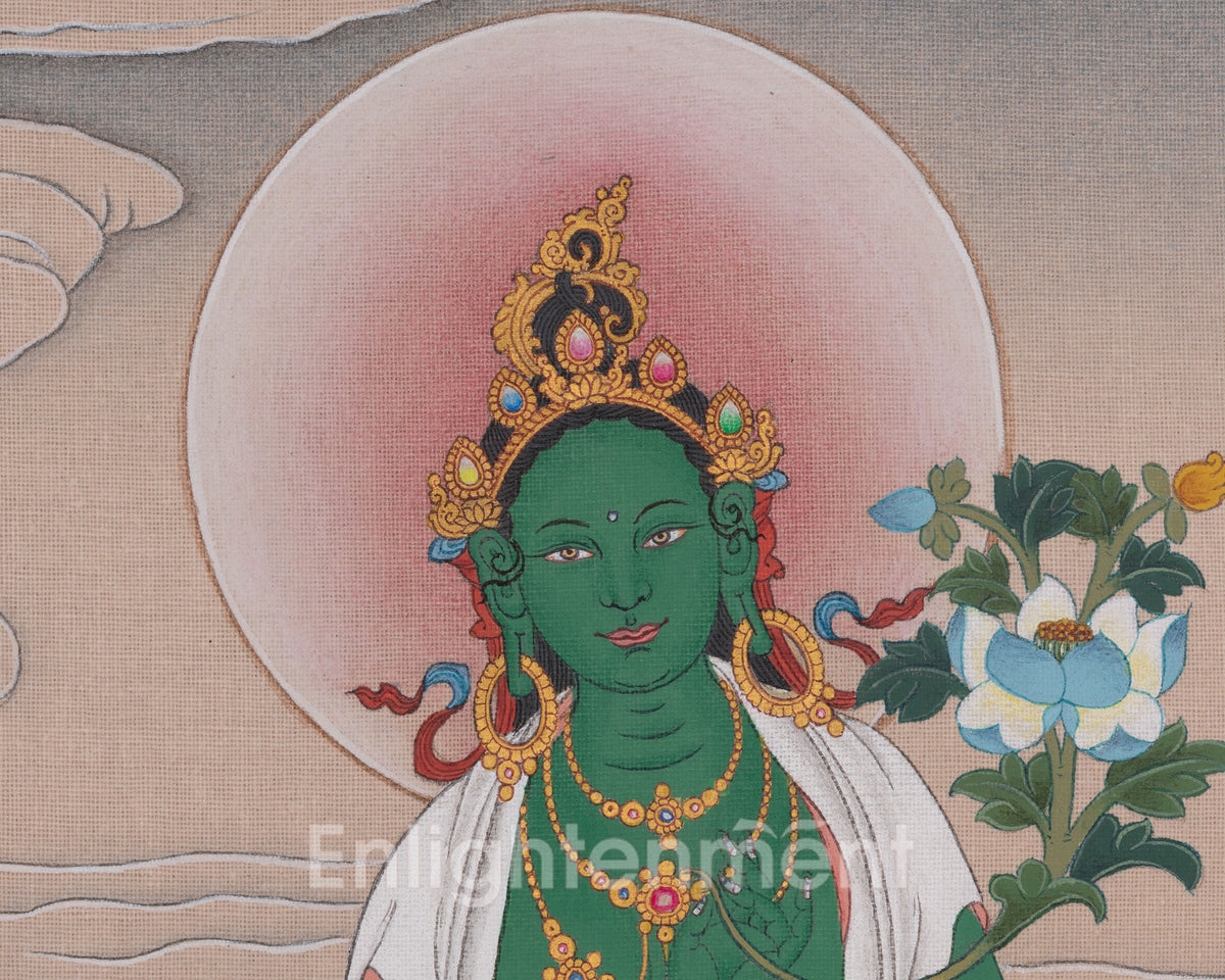 Green Tara Himalayan Thangka Art | Swift Protection Deity | Jangku Drolma
