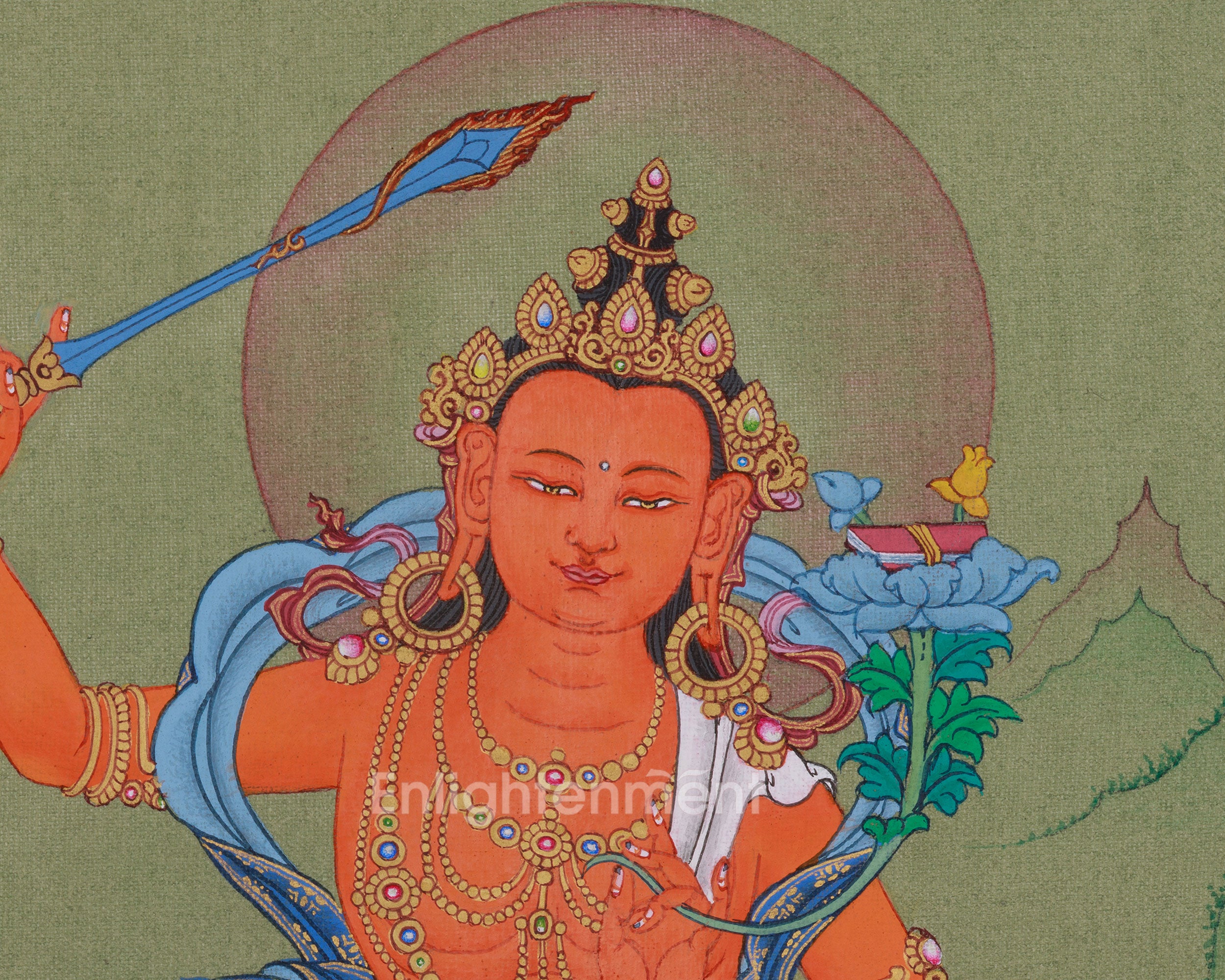 Traditional Buddhist Manjushri Thangka | Wisdom Deity | Himalayan Art