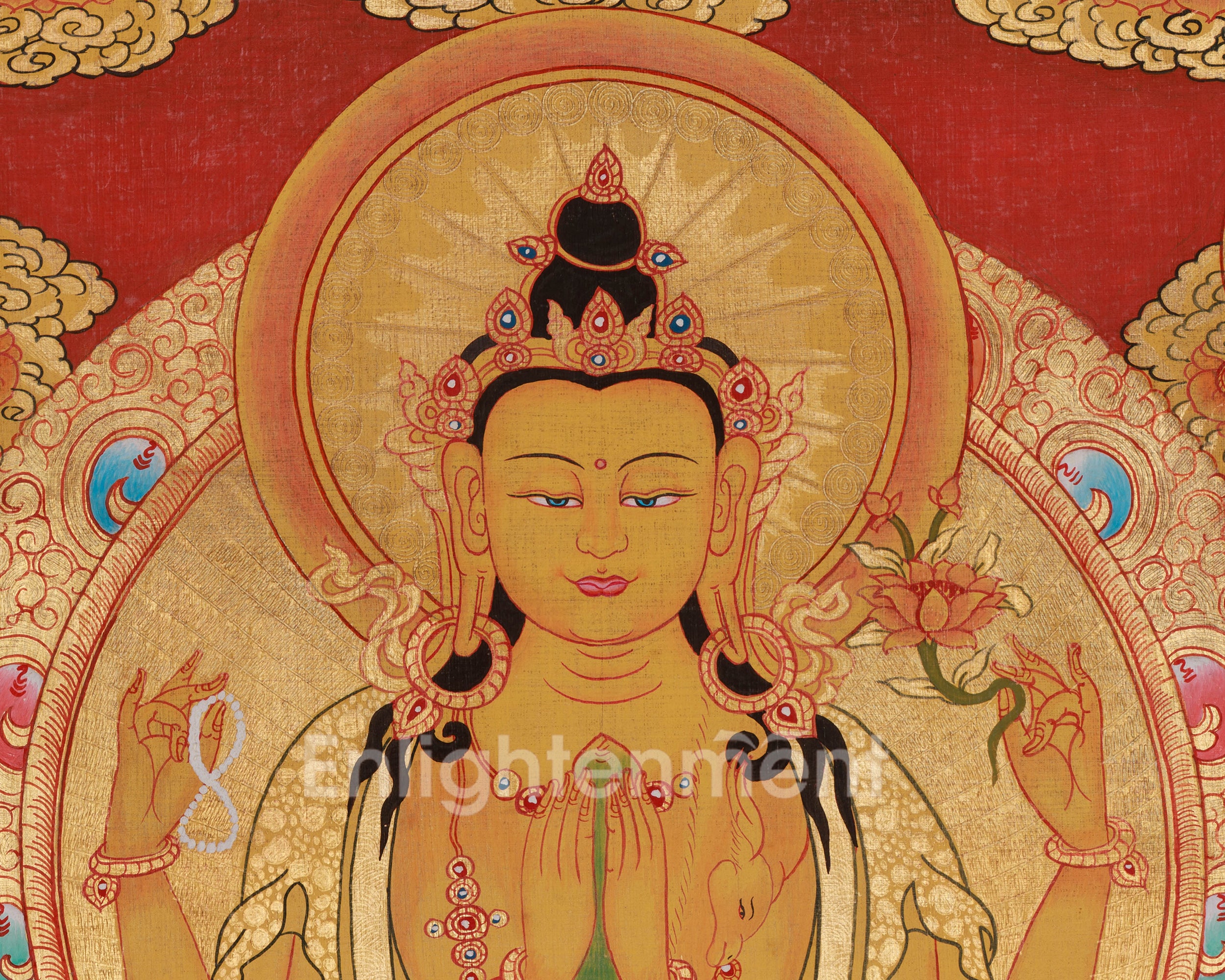 Chenrezig Sacred Buddhist Thangka | Avalokiteshvara Compassion Art