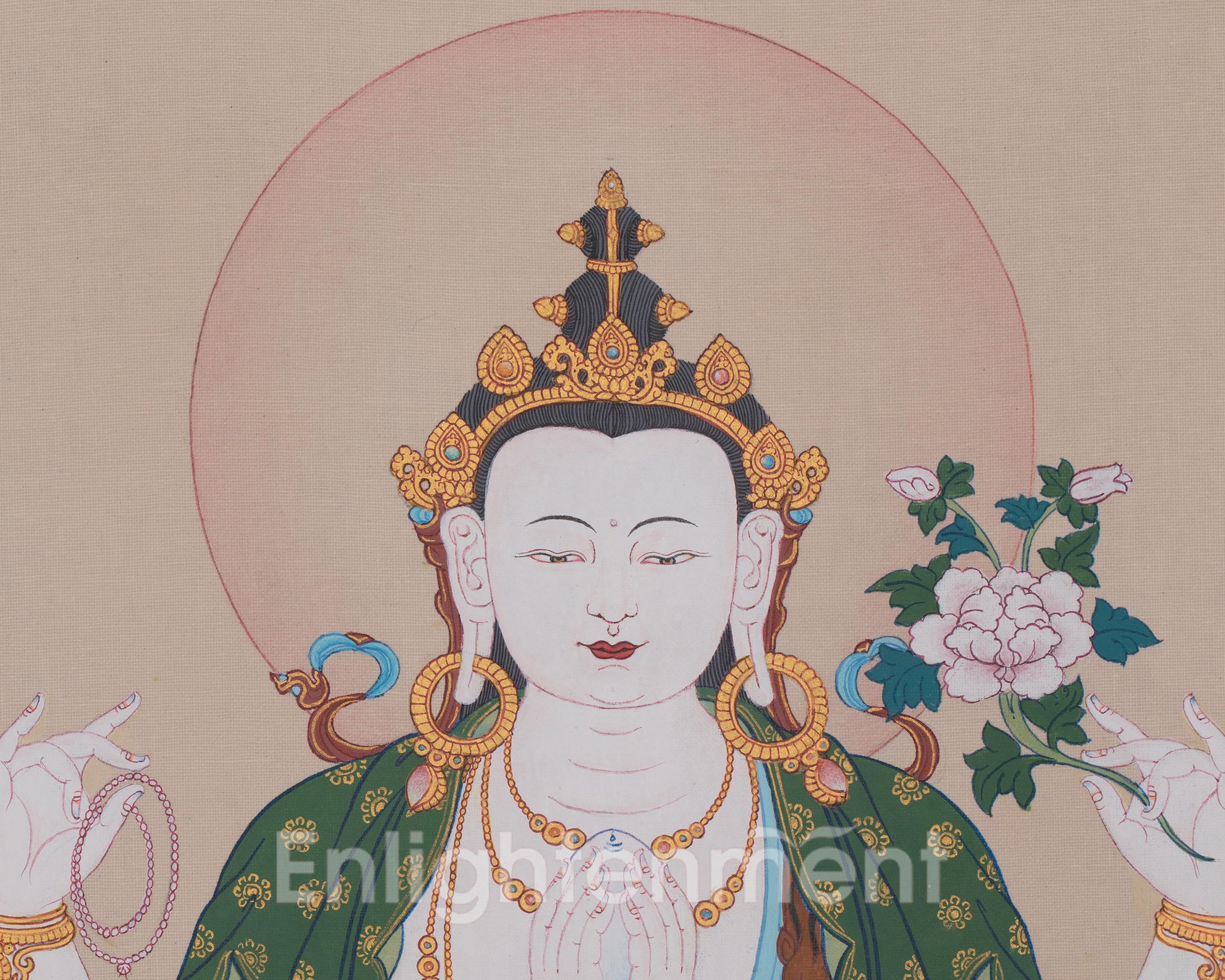 Chenrezig Sacred Thangka | Bodhisattva Deity | Avalokiteshvara Art | Wall Hanging