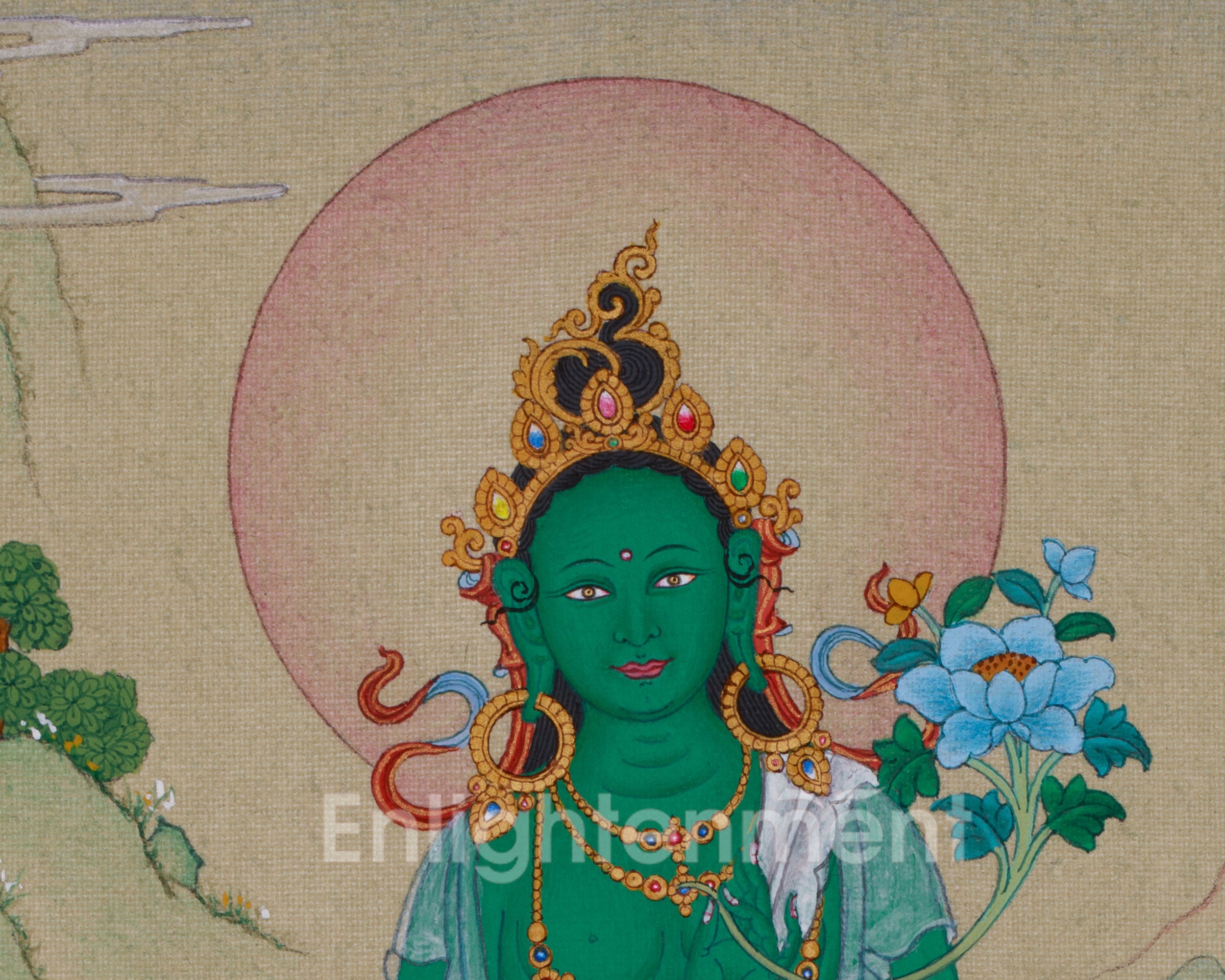 Mother Green Tara Buddha Thangka | Female Bodhisattva of Protection and Swift Aid