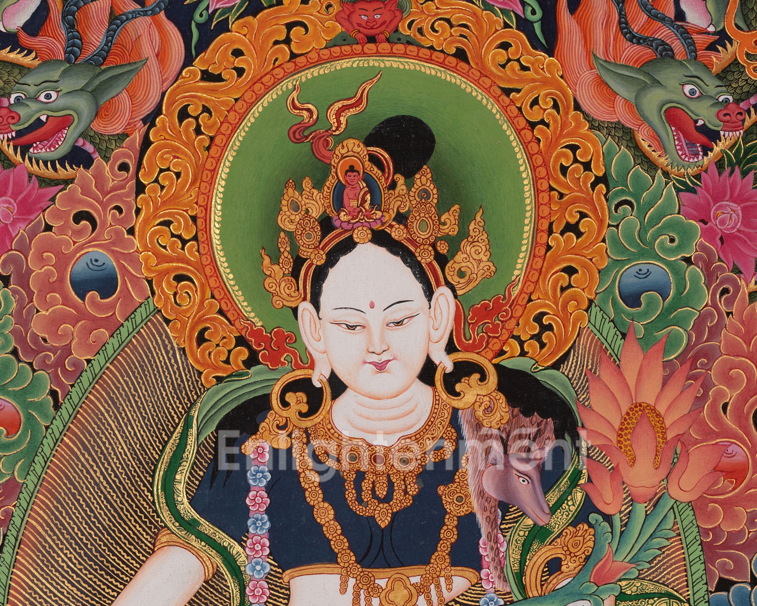 Newari Padmapani Lokeshvara | Rare Genuine Hand Painted Paubha Art