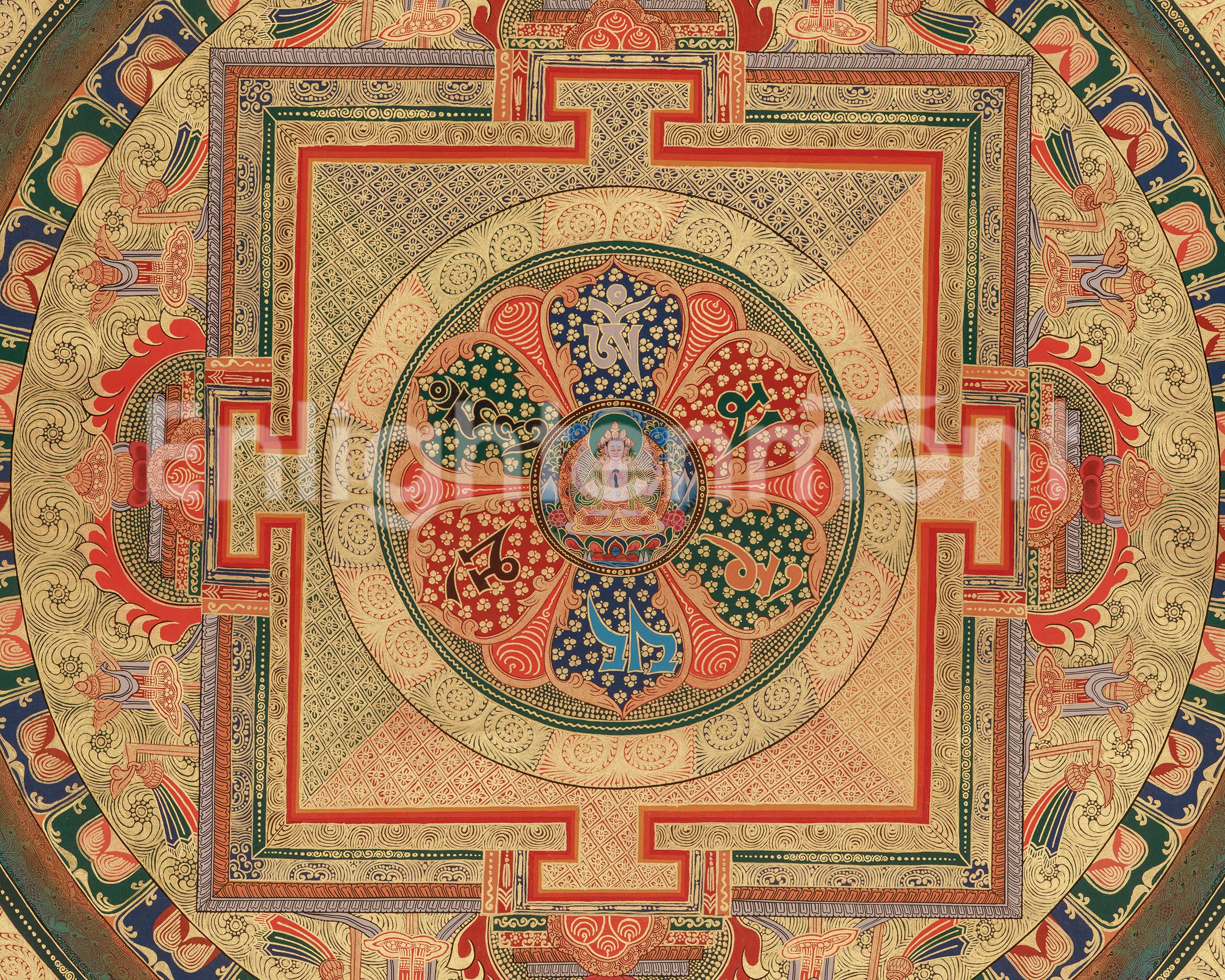 Chenrezig Mandala Art | Bodhisattva of Infinite Compassion | Sacred Artwork