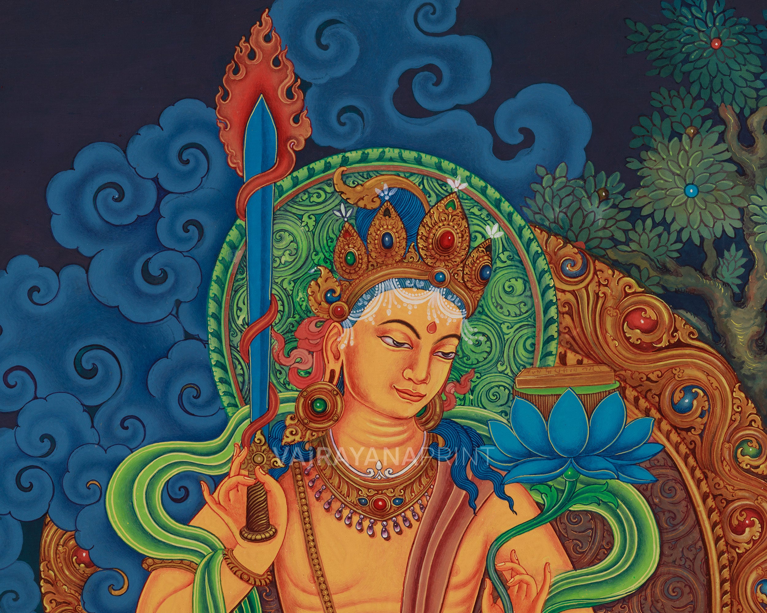 Canvas Print of Manjushri Bodhisattva | Sacred Wisdom Deity Art