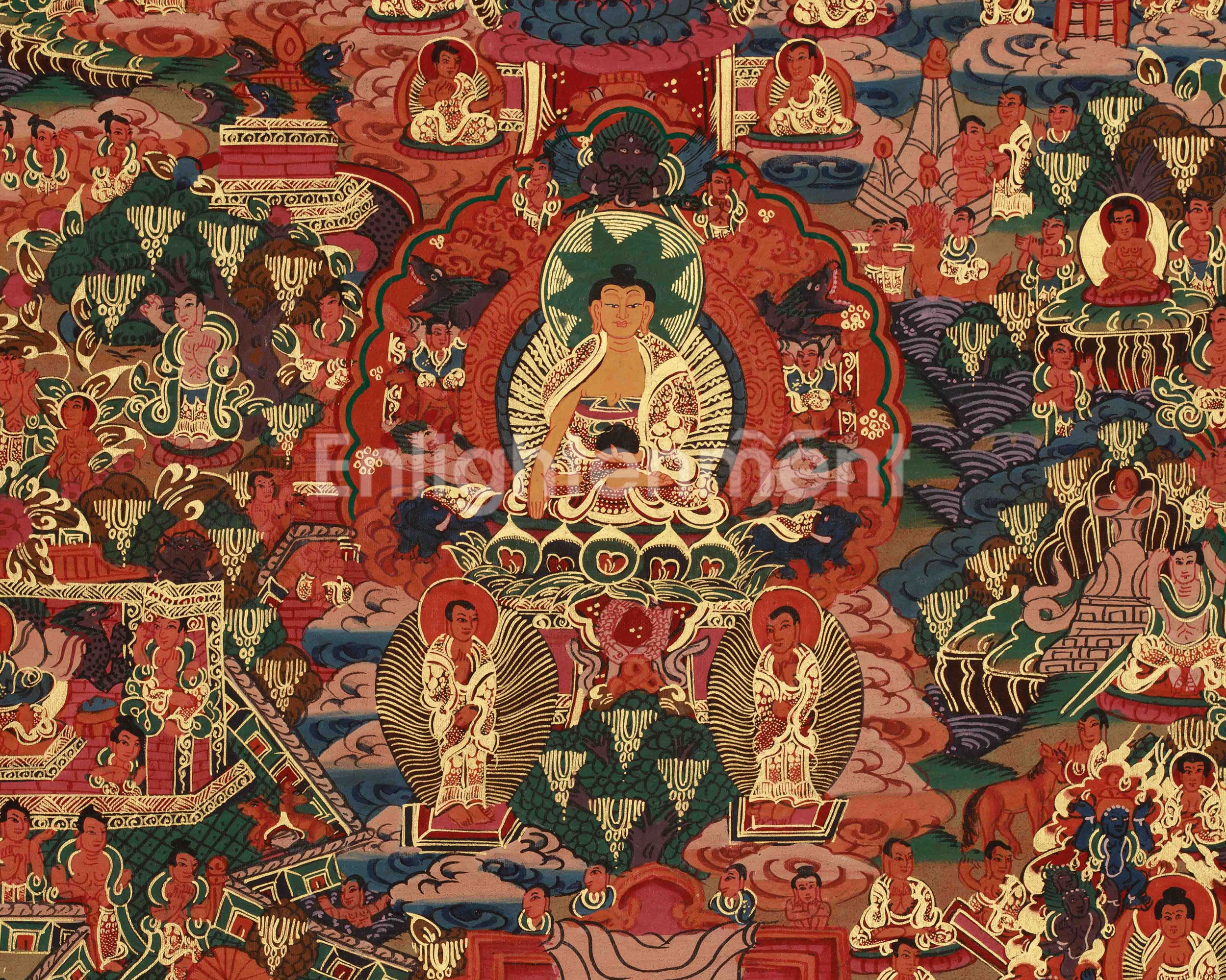 Sacred Buddha Life Story Thangka | Siddhartha Gautama | Spiritual Path To Enlightenment