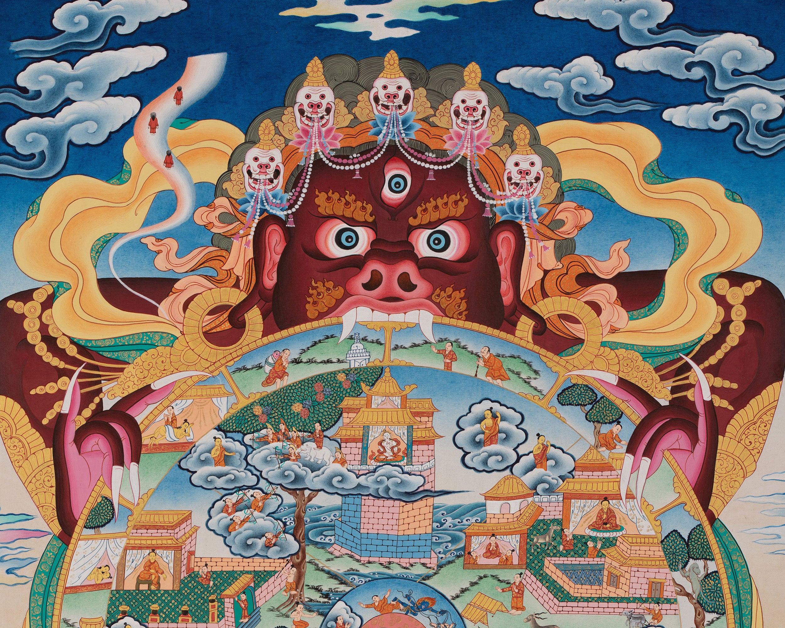 Sacred Wheel of Life Thangka | Tibetan Bhavachakra Painting
