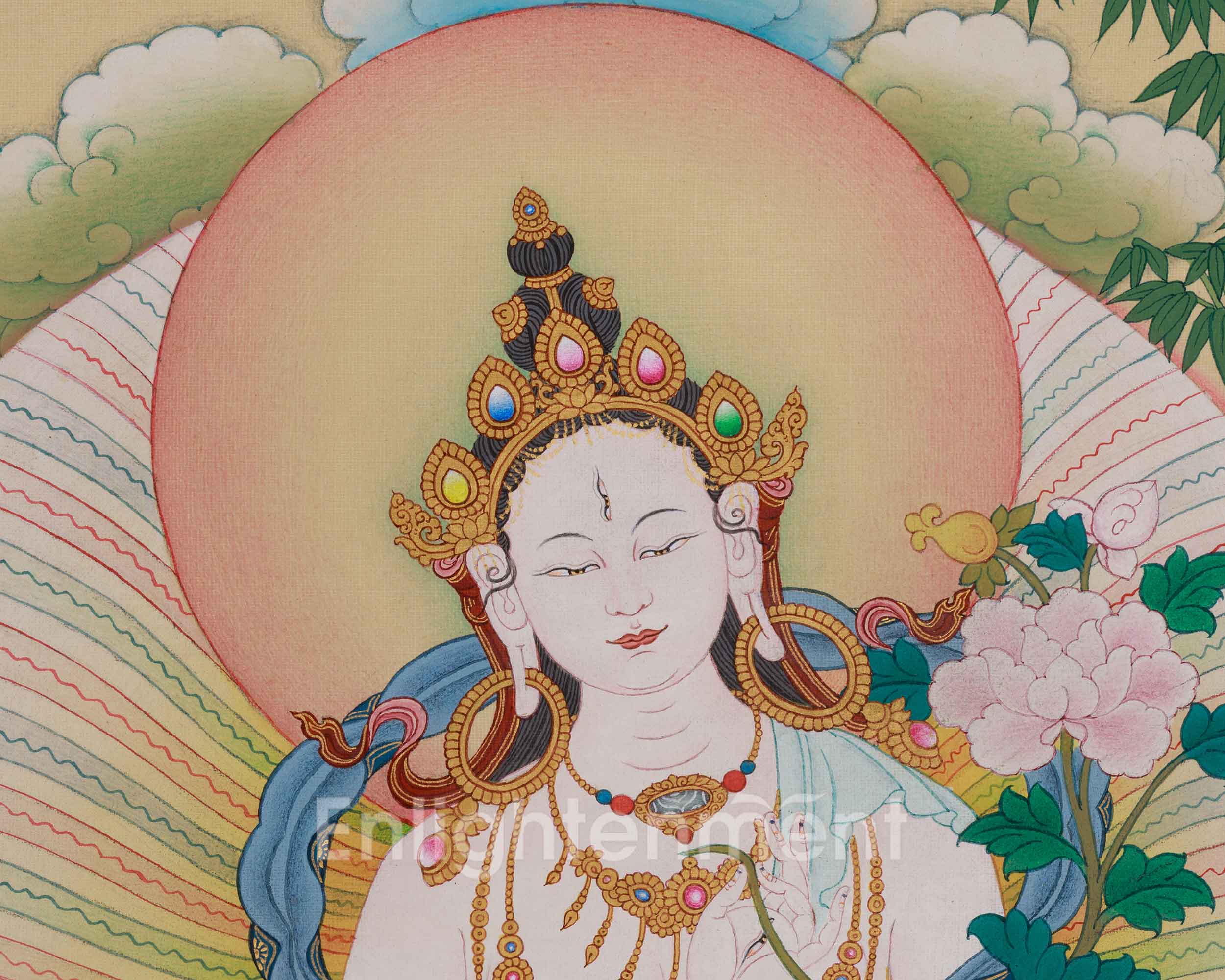 Goddess White Tara thangka | Symbol Of Compassion