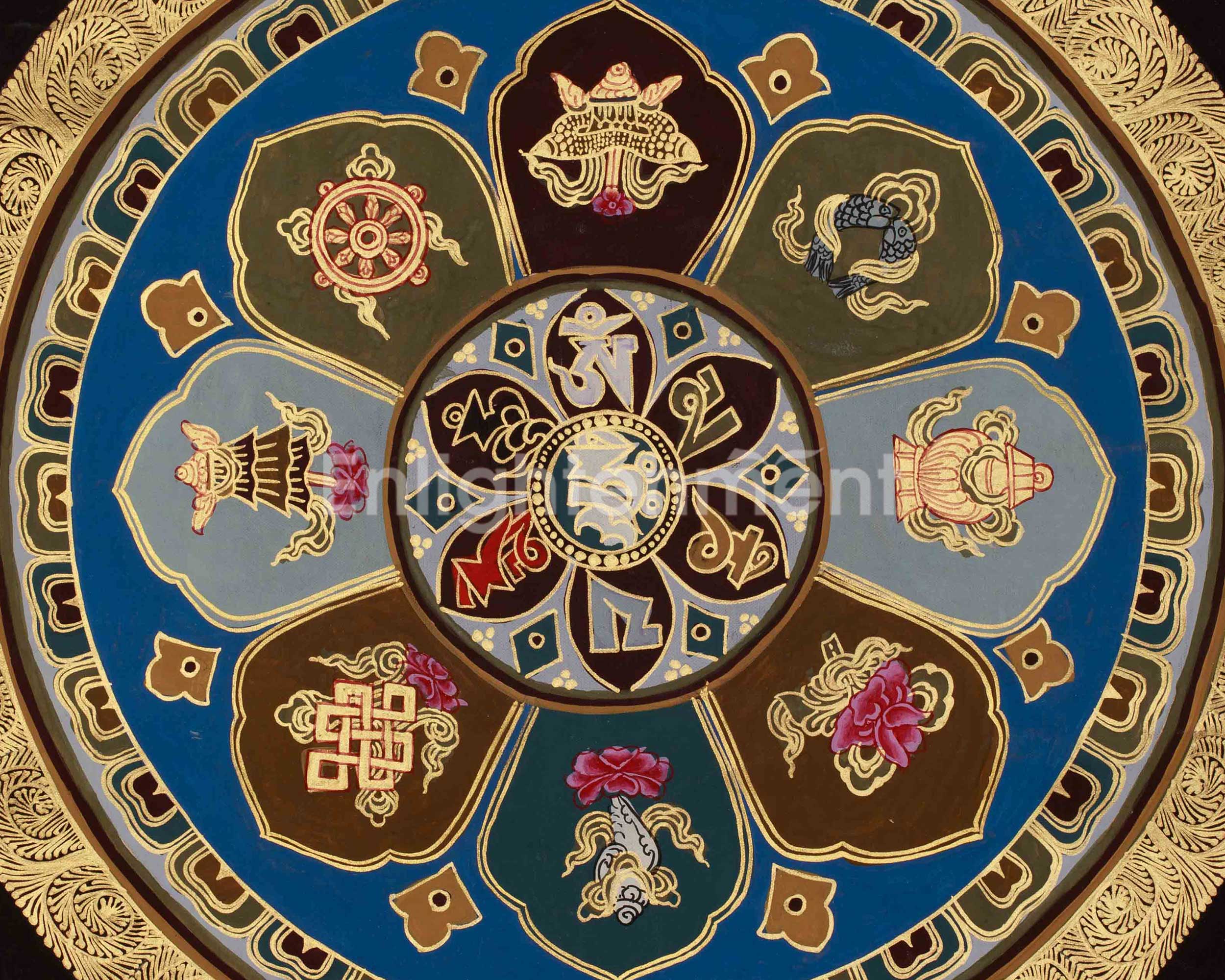 Eight Auspicious Symbols Mandala Art | Spiritual Awakening | Sacred Blessings Thangka