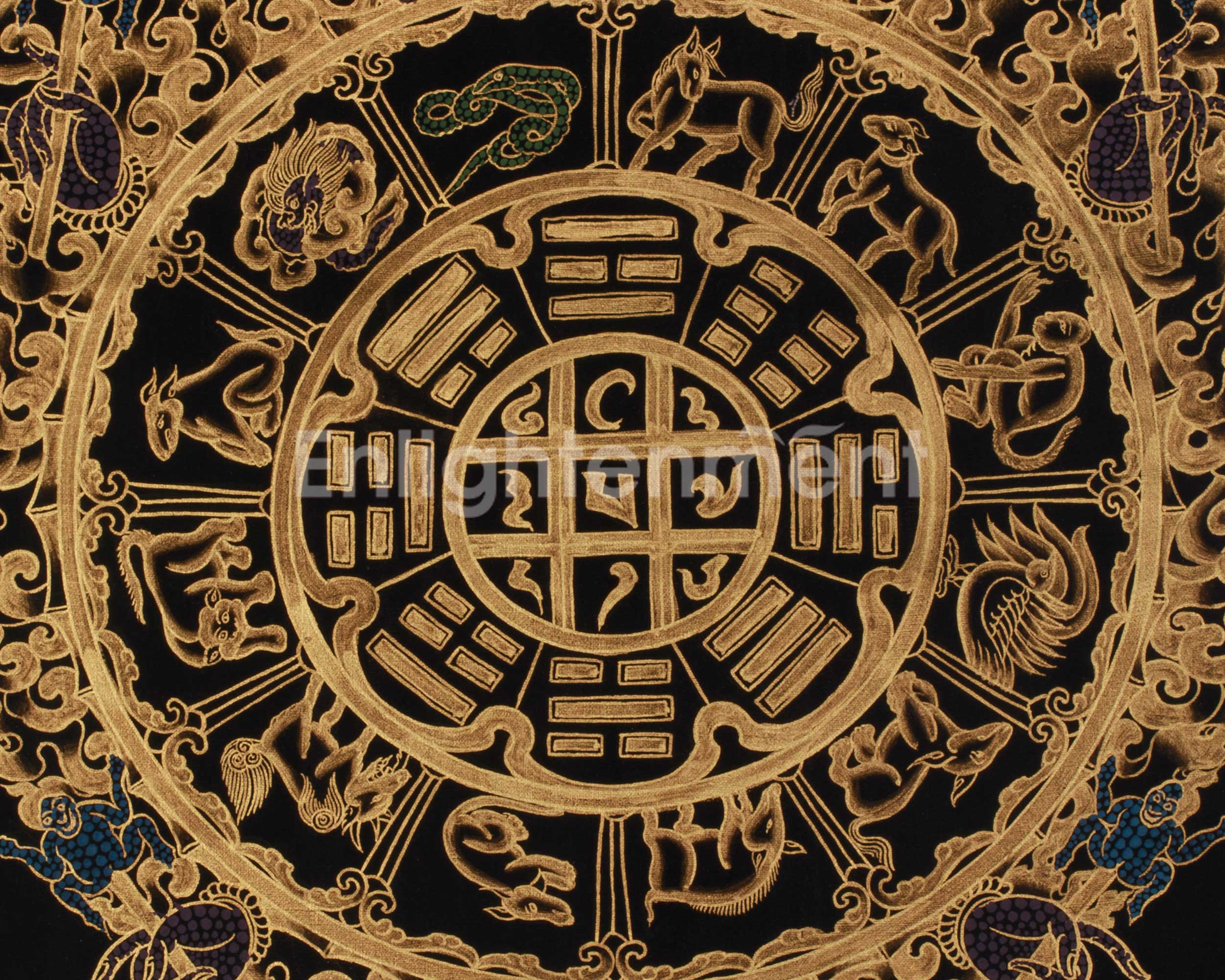 Astrological Chart Calendar Thangka | Tibetan Meditation and Cosmic Guidance Artwork