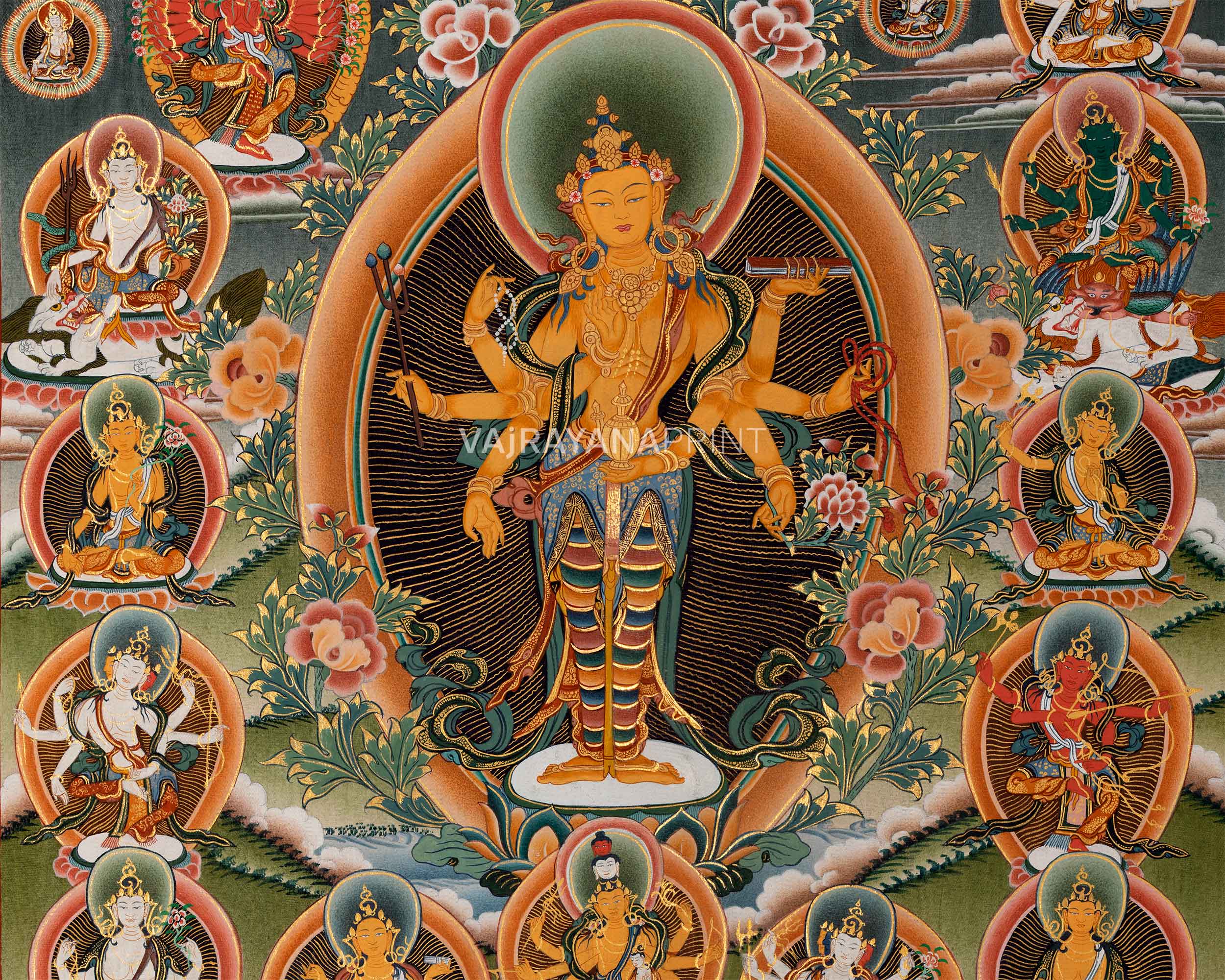 Amoghpasha Lokeshvara Giclee Print For Daily Meditation | Newari Paubha Print For Buddhism Practice