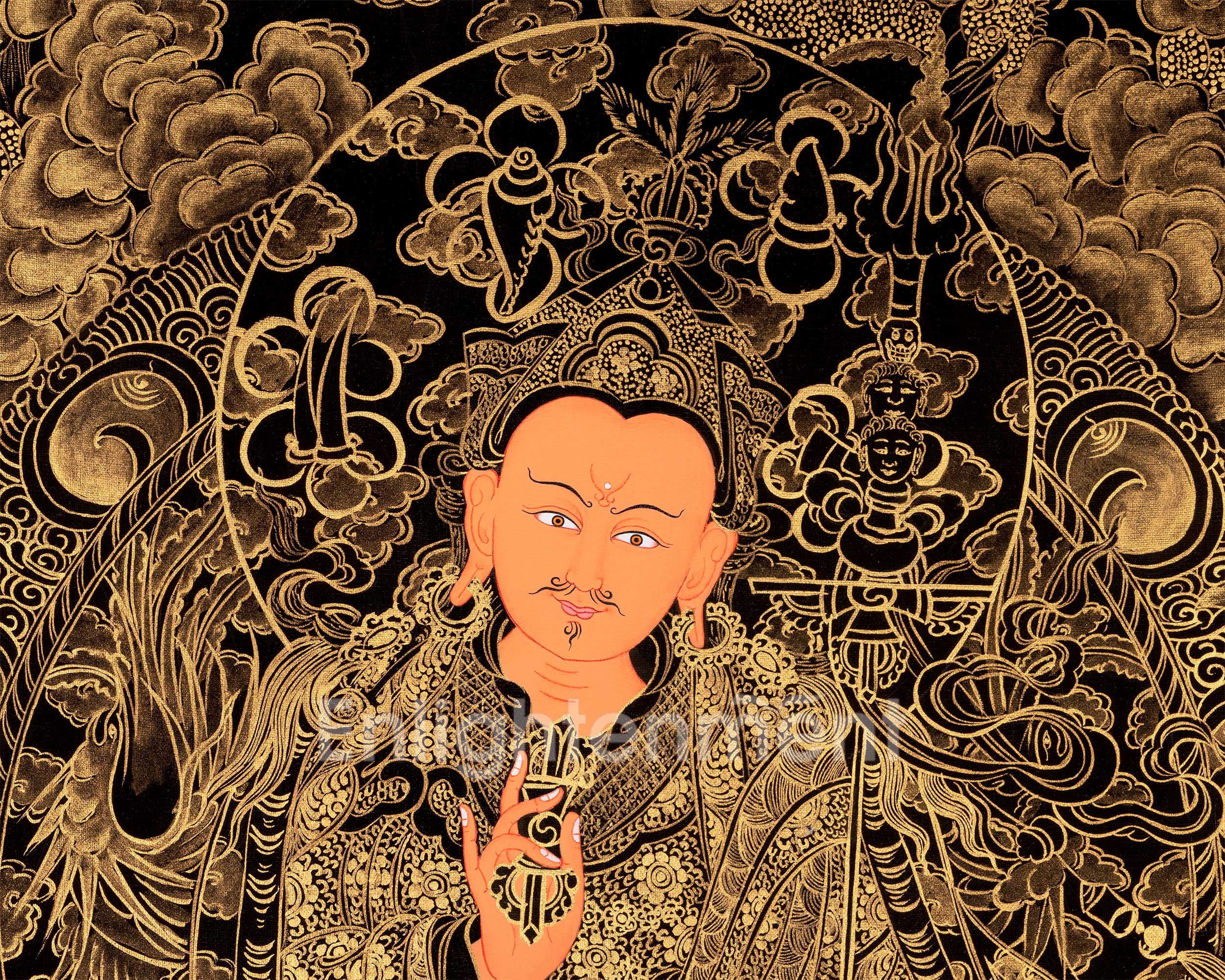 Sacred Peaceful Guru Padmasambhava Thangka | Tibetan Buddhist Master