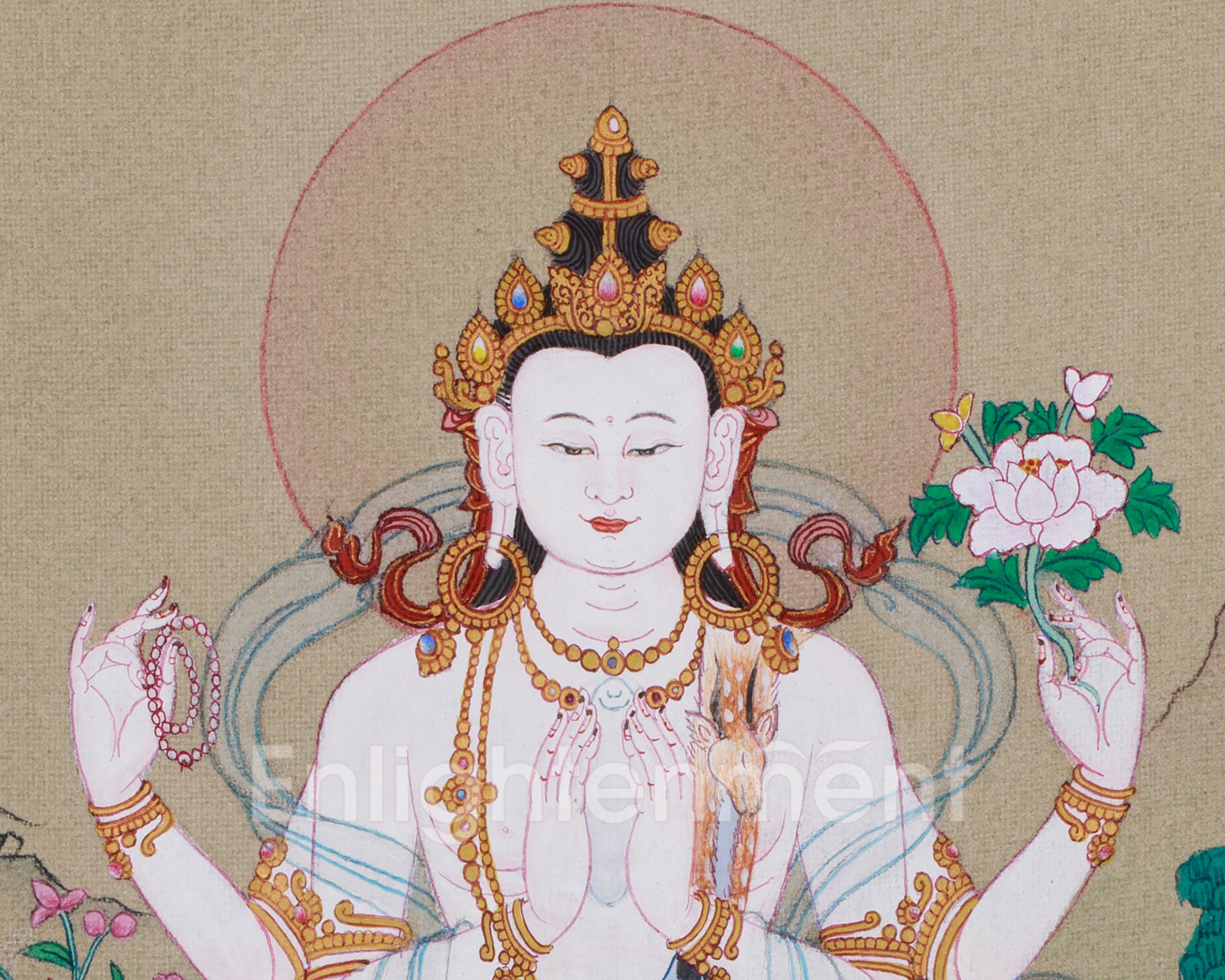 Divine Four-Armed Chenrezig Thangka | A Sacred Symbol of Compassion