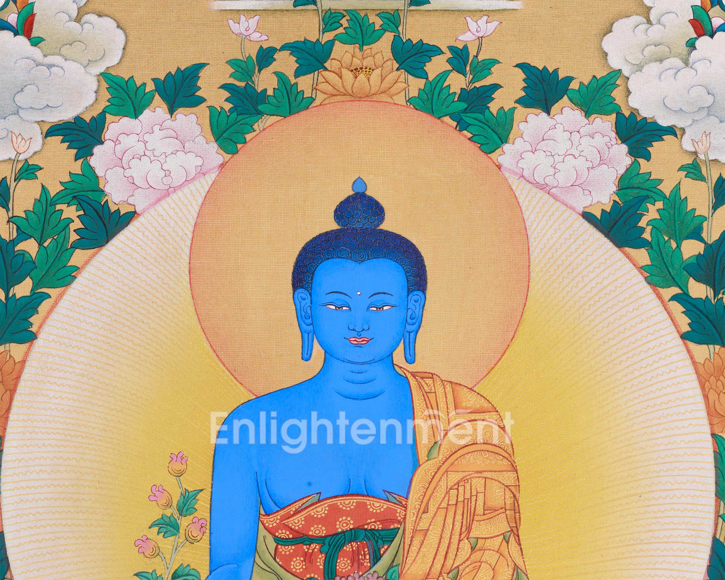 Exquisite 8 Medicine Buddha Thangka | Healing Deities Artwork with Gold & Natural Colors