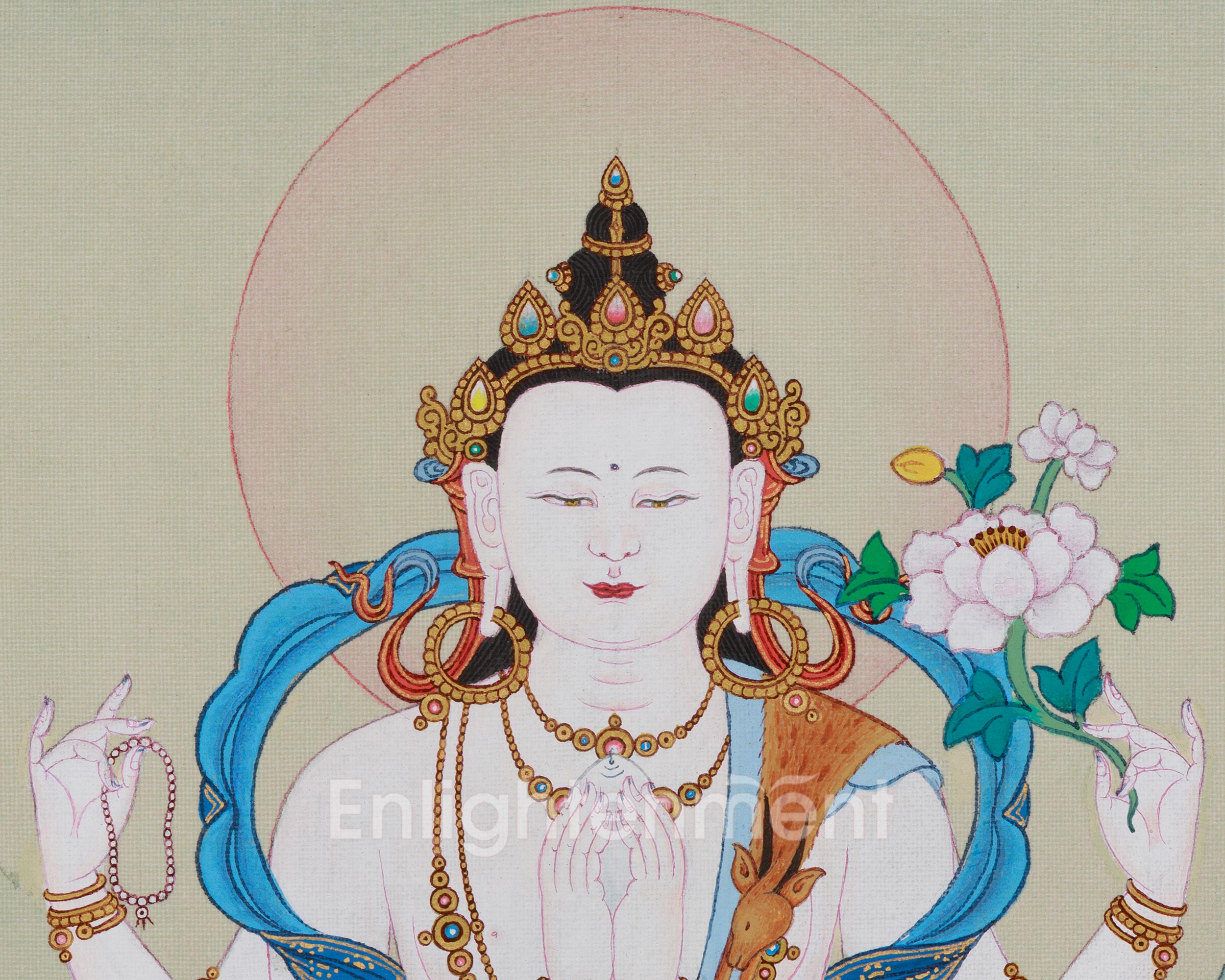 Chenrezig Bodhisattva of Compassion Thangka | A Sacred Thangka of Love, Peace, and Healing