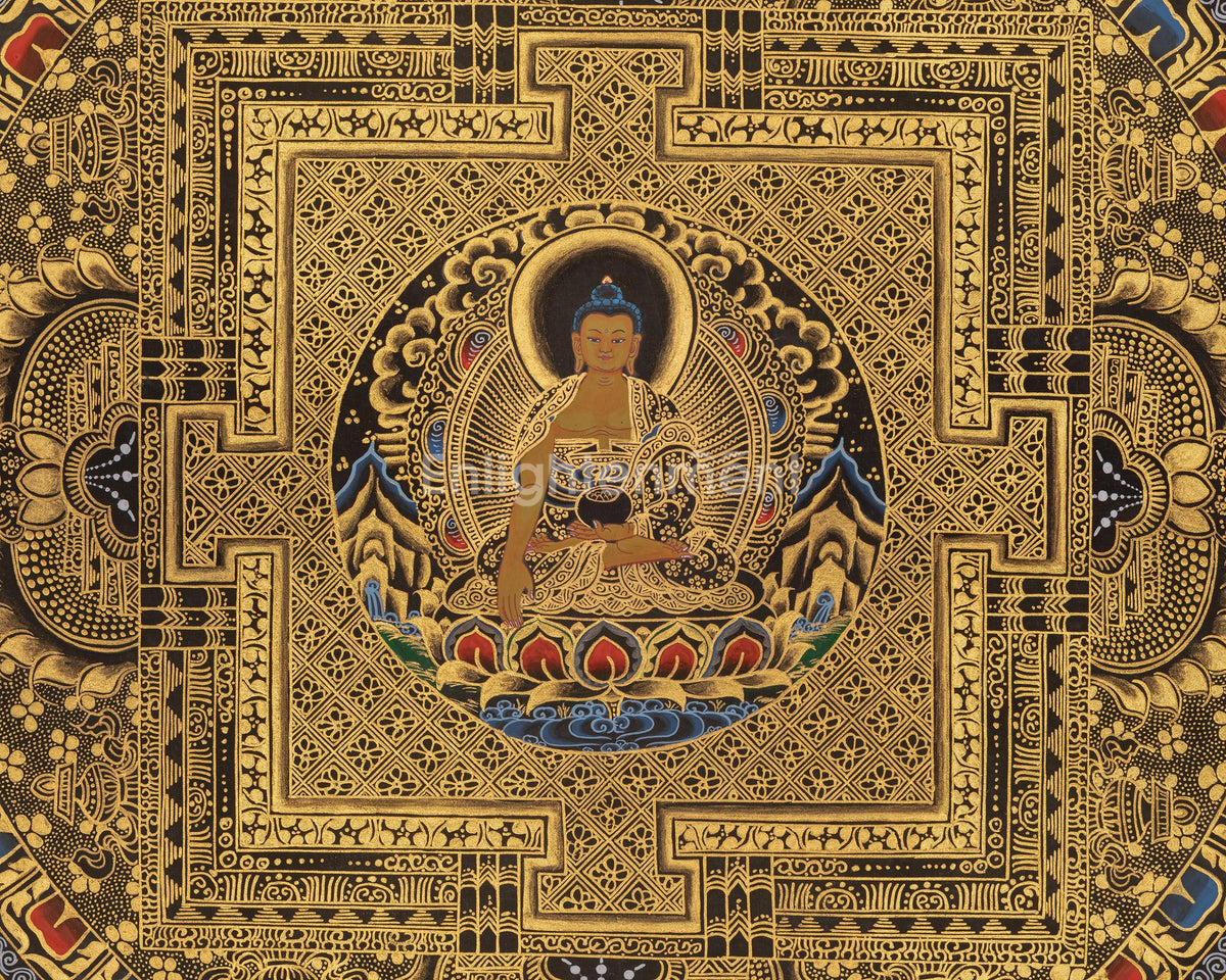 Buddha Mandala Vajrayana Art | Hand-painted Buddhist Thangka | Wall Hanging