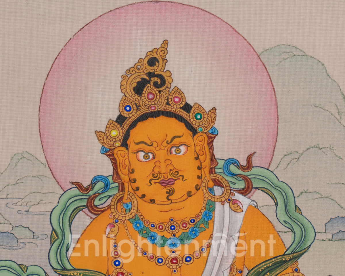 Buddhist Dzambhala Thangka | Sacred Art of Wealth, Generosity, and Abundance