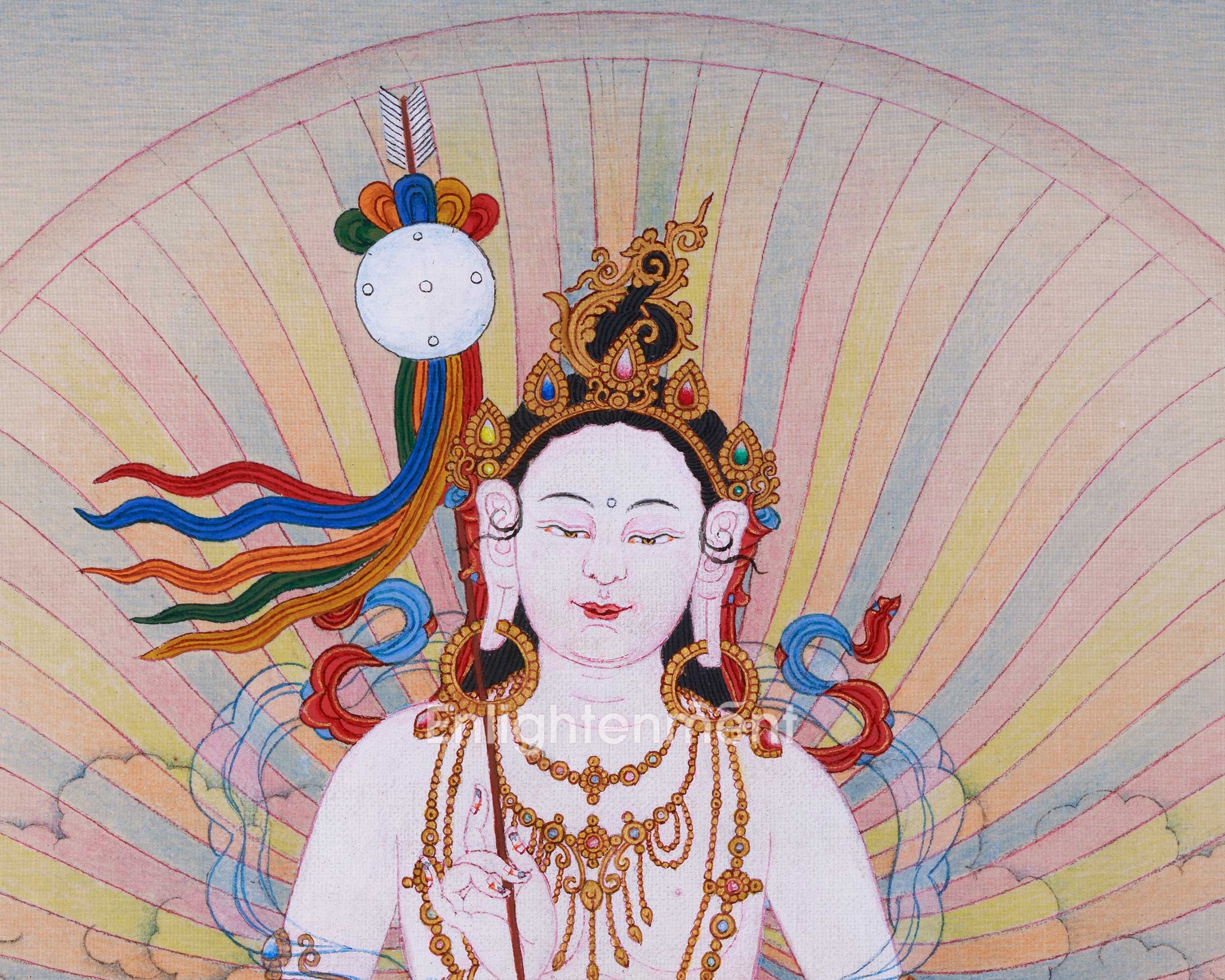 Radiant Grace: Mandarava Thangka, Embracing Divine Feminine Wisdom