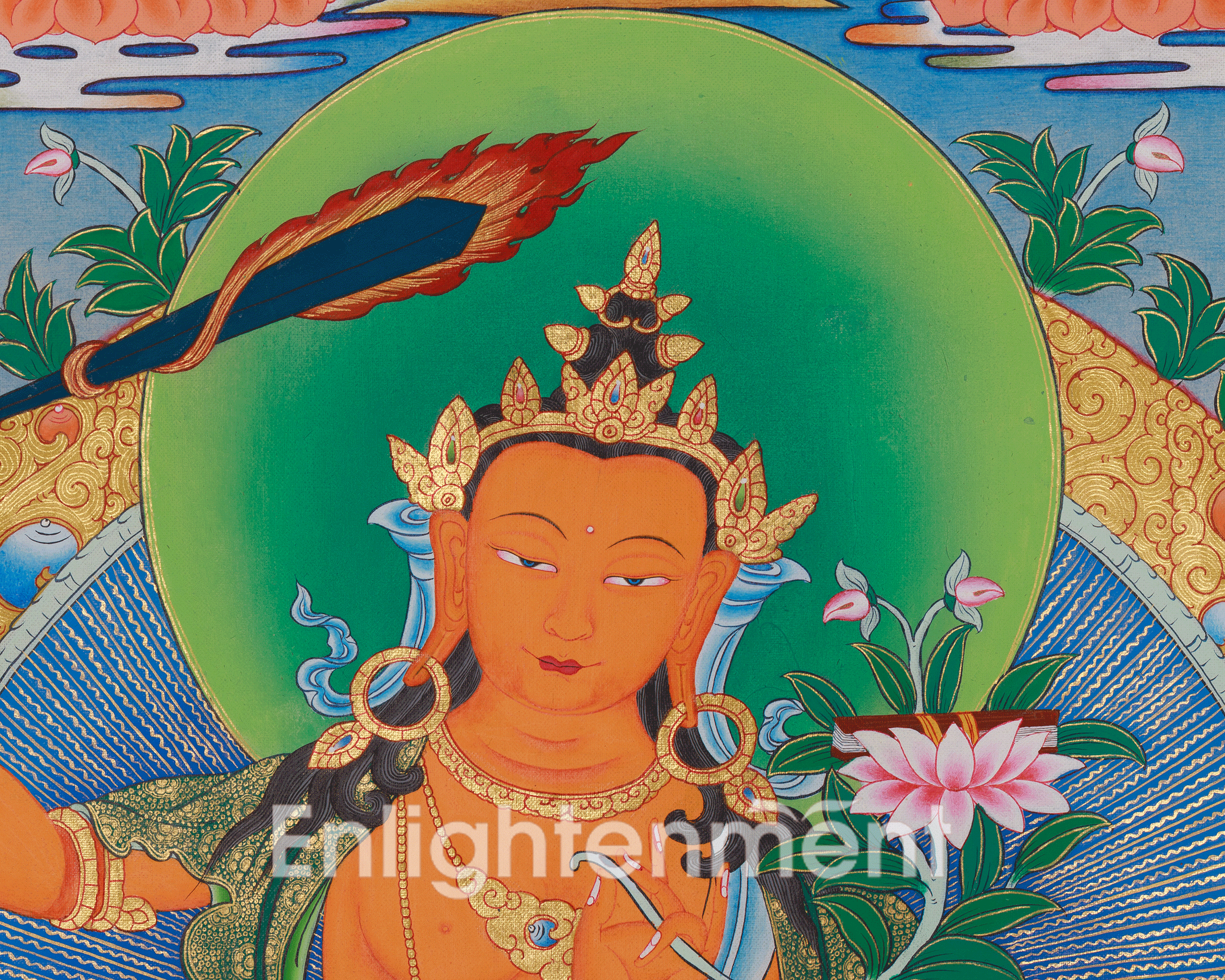 Buddhist Wisdom Deity Manjushri thangka | Bodhisattva Spiritual Art