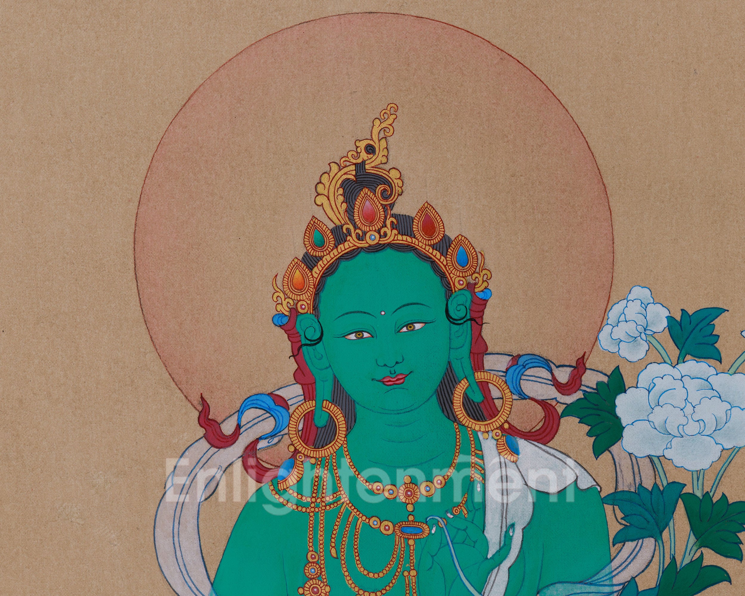 Tibetan Shyama Tara Painting | Green Tara Goddess of Protection & Swift Aid