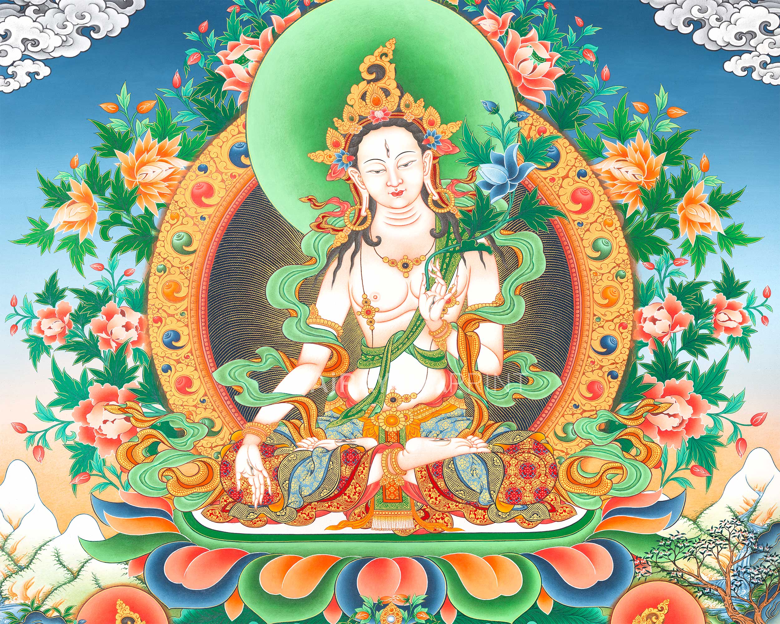 Mother White Tara Art Buddha On Print | Bodhisattva Of Compassionate Activity