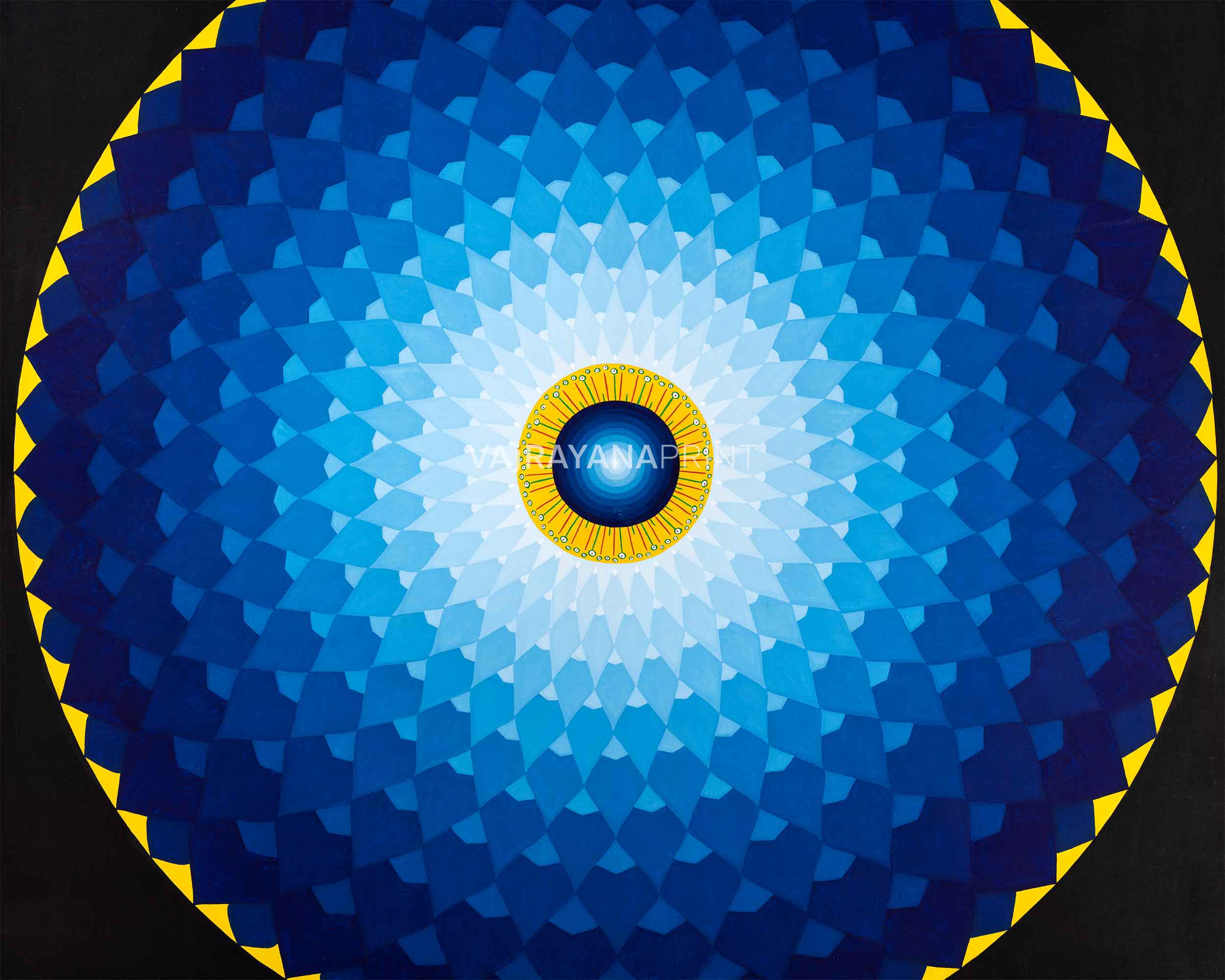 High-Quality Vibrant Mandala Drawing Print | Traditional Himalayan Mandala Giclee Canvas Print