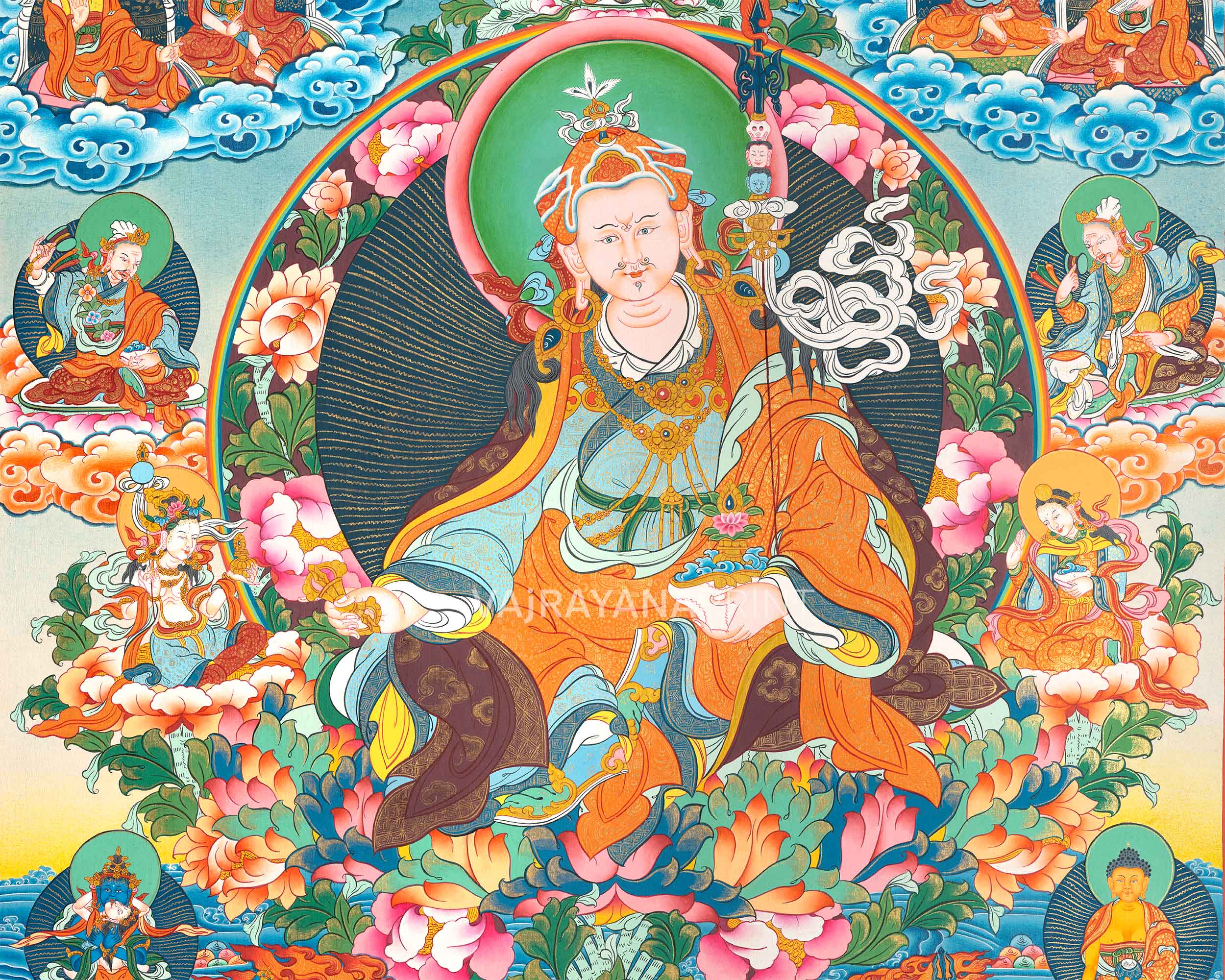 High-Quality Giclee Print To Practice Guru Rinpoche Teachings | The Lotus Born Master Nepali Print