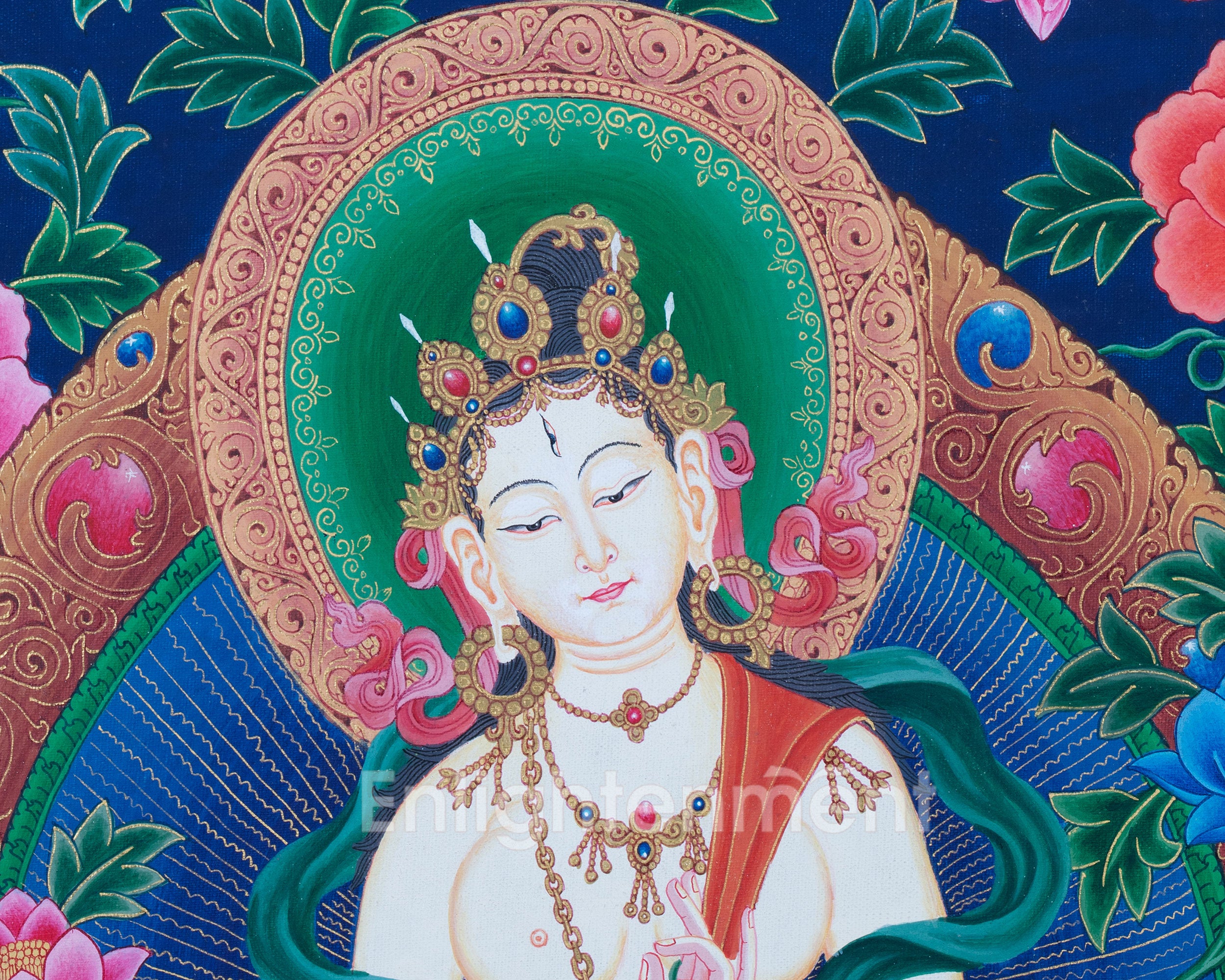 Thangka Painting Of White Tara | Newari Thangka of Tara