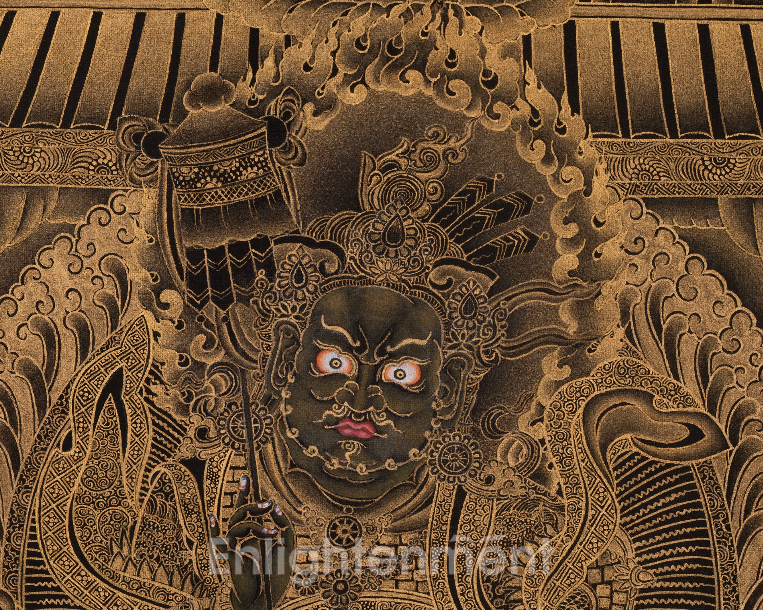 Namtoshe Wealth Deity Palace Thangka | Vaishravana Artwork | A Prominent Guardian King