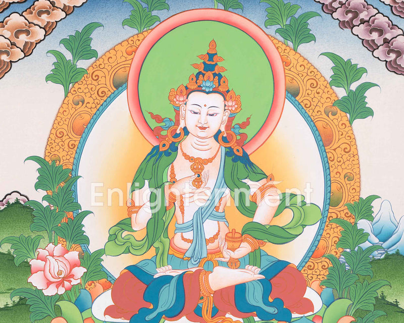 Hand Painted Dorje Sempa Thangka | Vajrasattva Artwork | Power of Spiritual Cleansing
