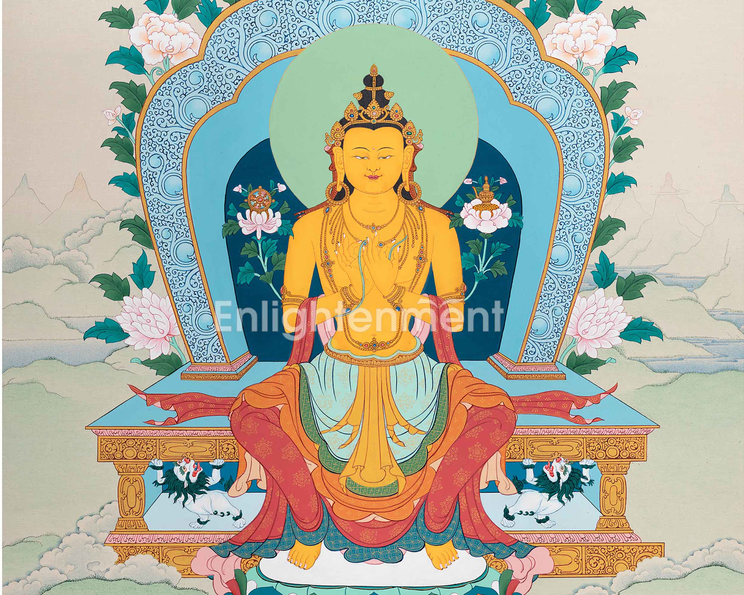 Hand-Painted Maitreya Buddha Thangka | Compassion and Enlightenment | The Future Buddha