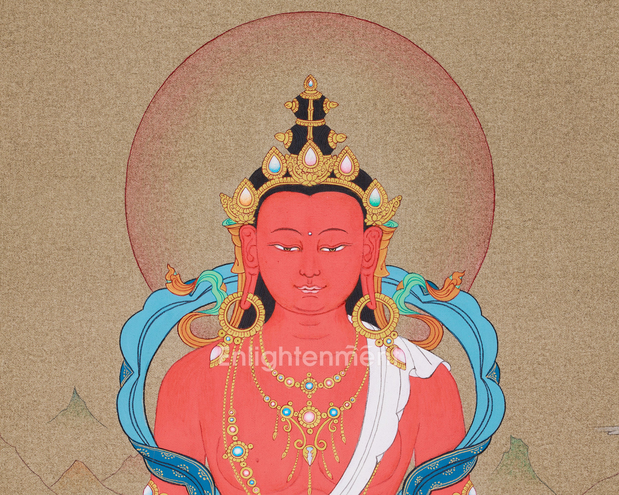 Thangka of Amitayus, Buddha of Infinite Light | Tibetan Art of Long Life and Healing